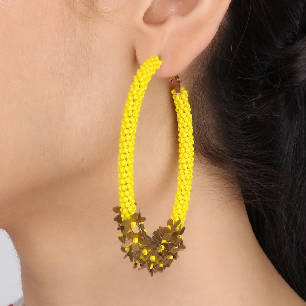 Yellow Floral Hoops