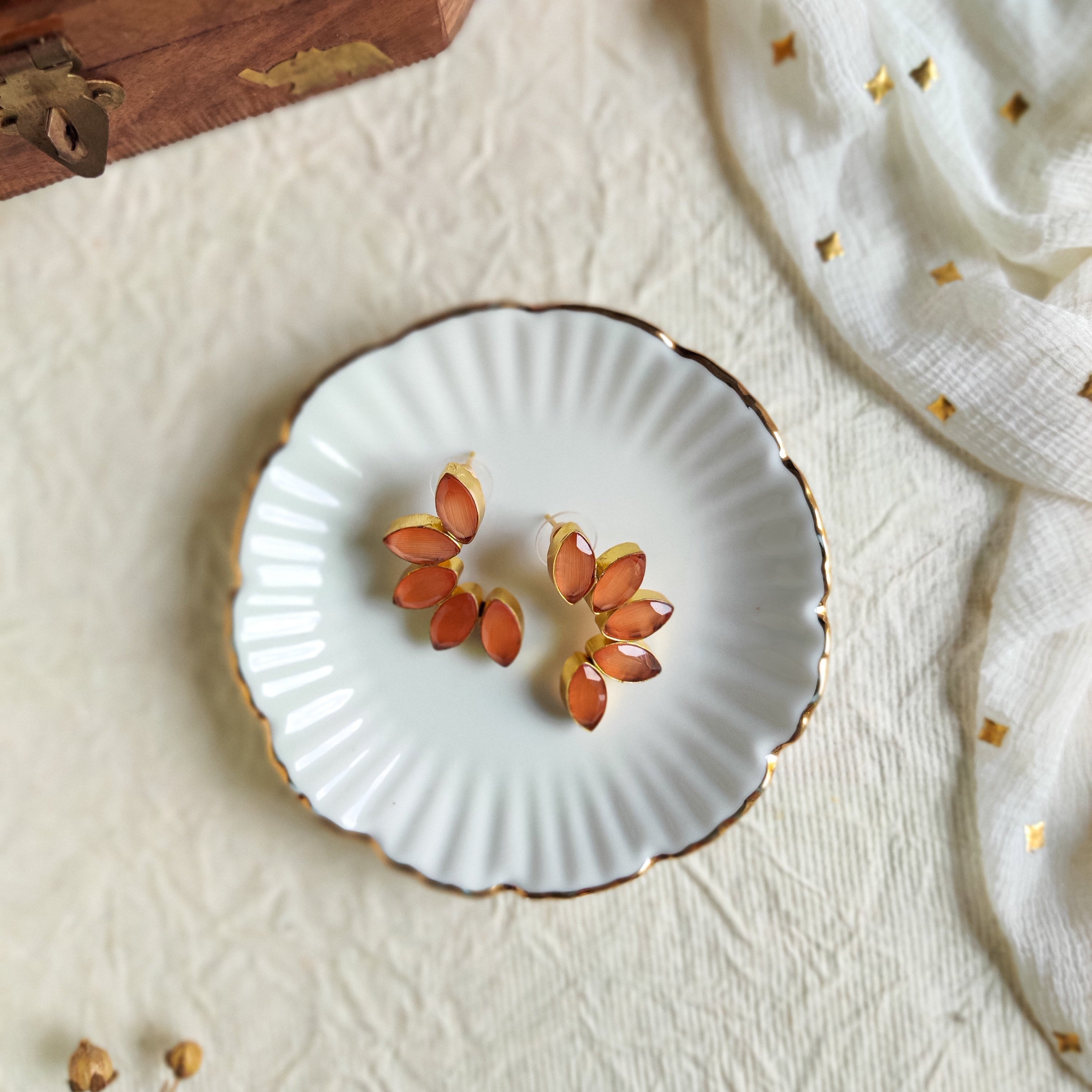 Jashn - Blooming Halves Earrings (Orange)