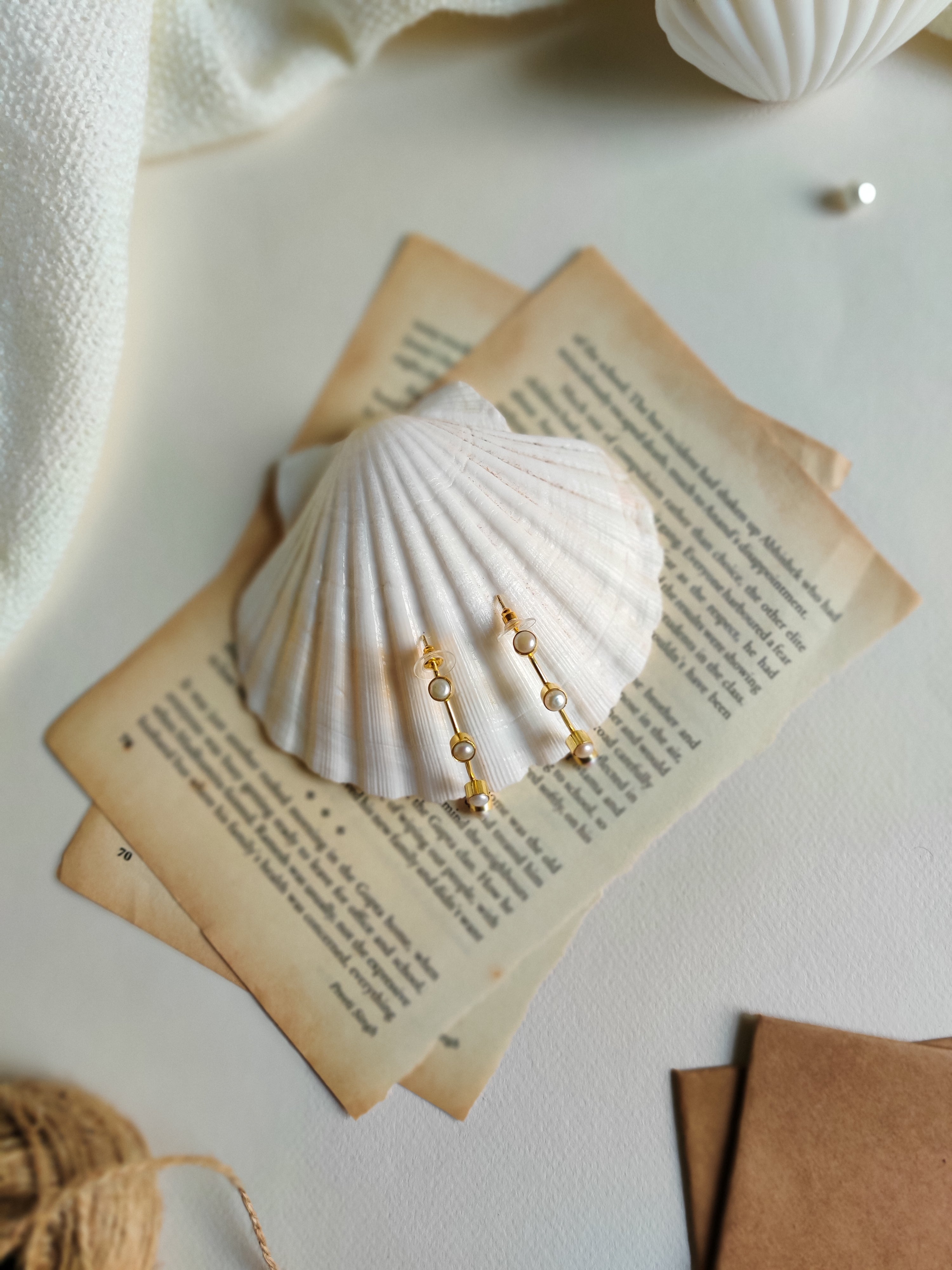 Jashn - Pearl Curved Stick Earrings