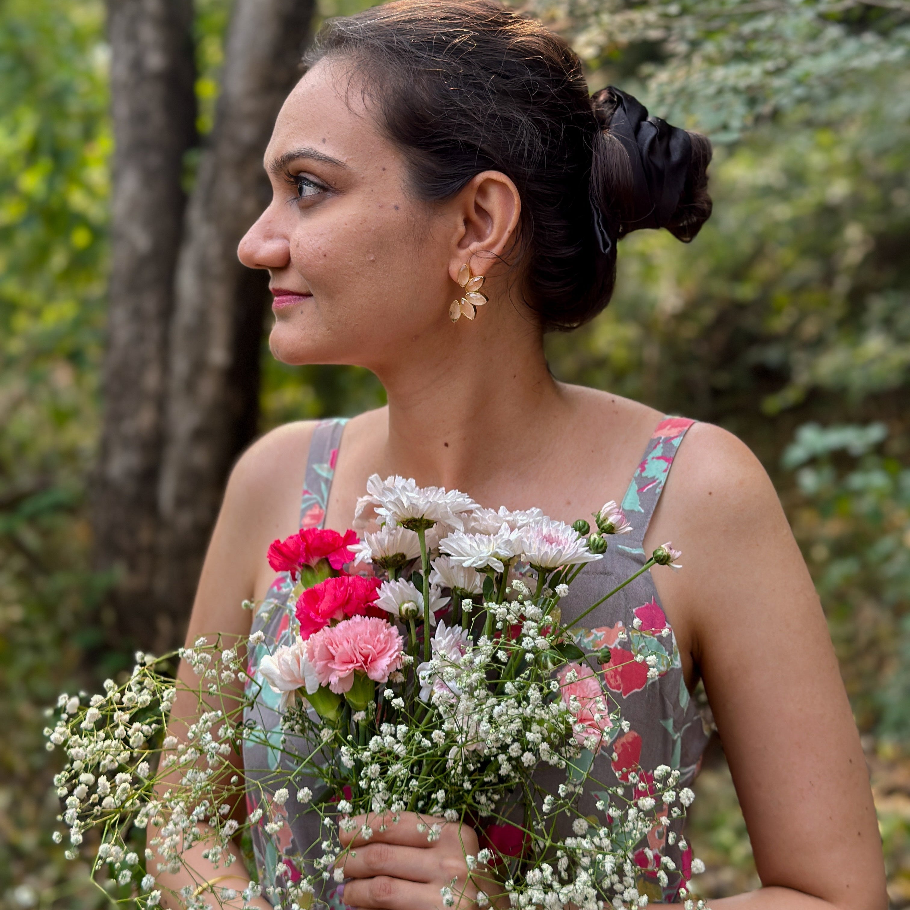 Jashn - Blooming Halves Earrings (Pink)