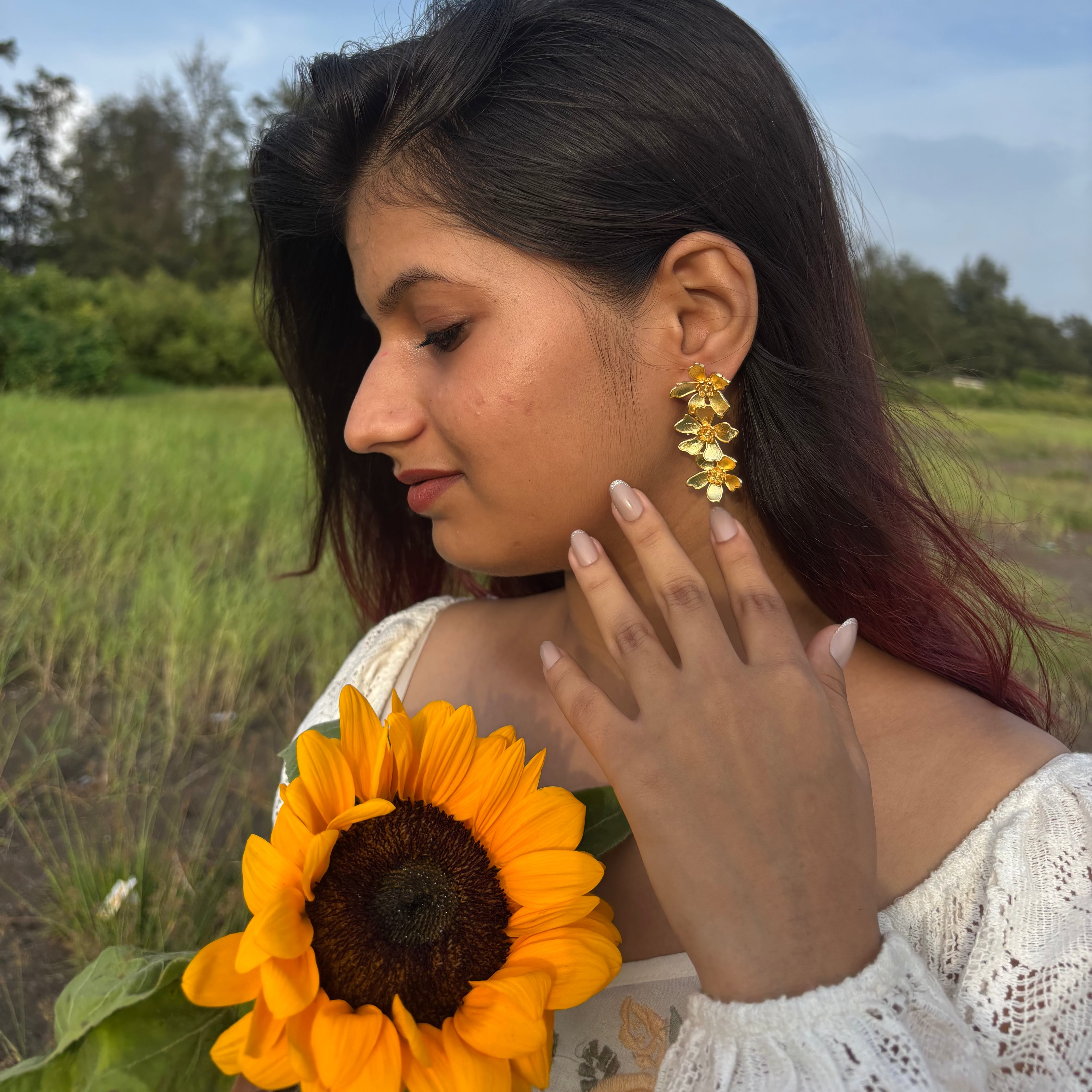 Triple Daisy Earrings