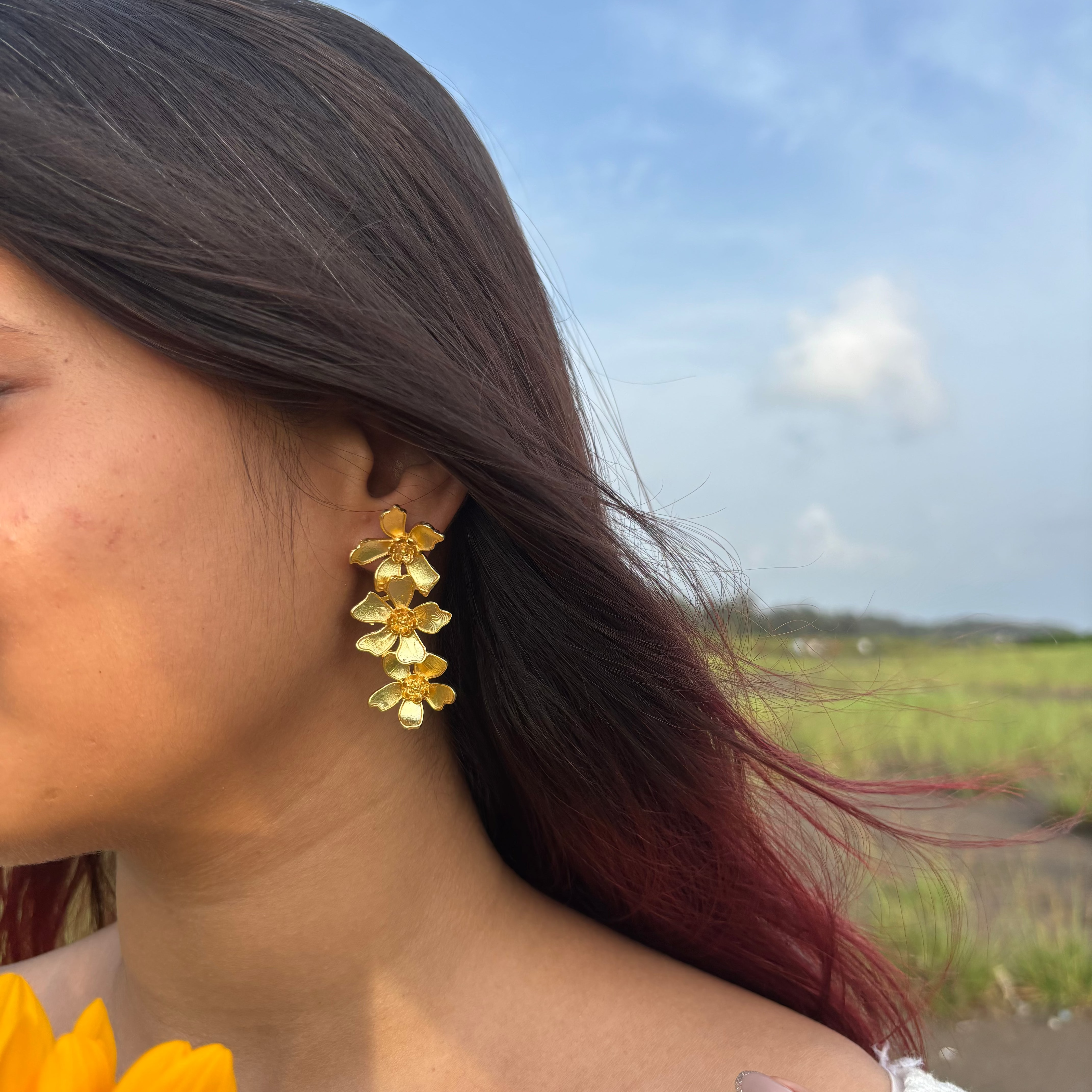 Triple Daisy Earrings