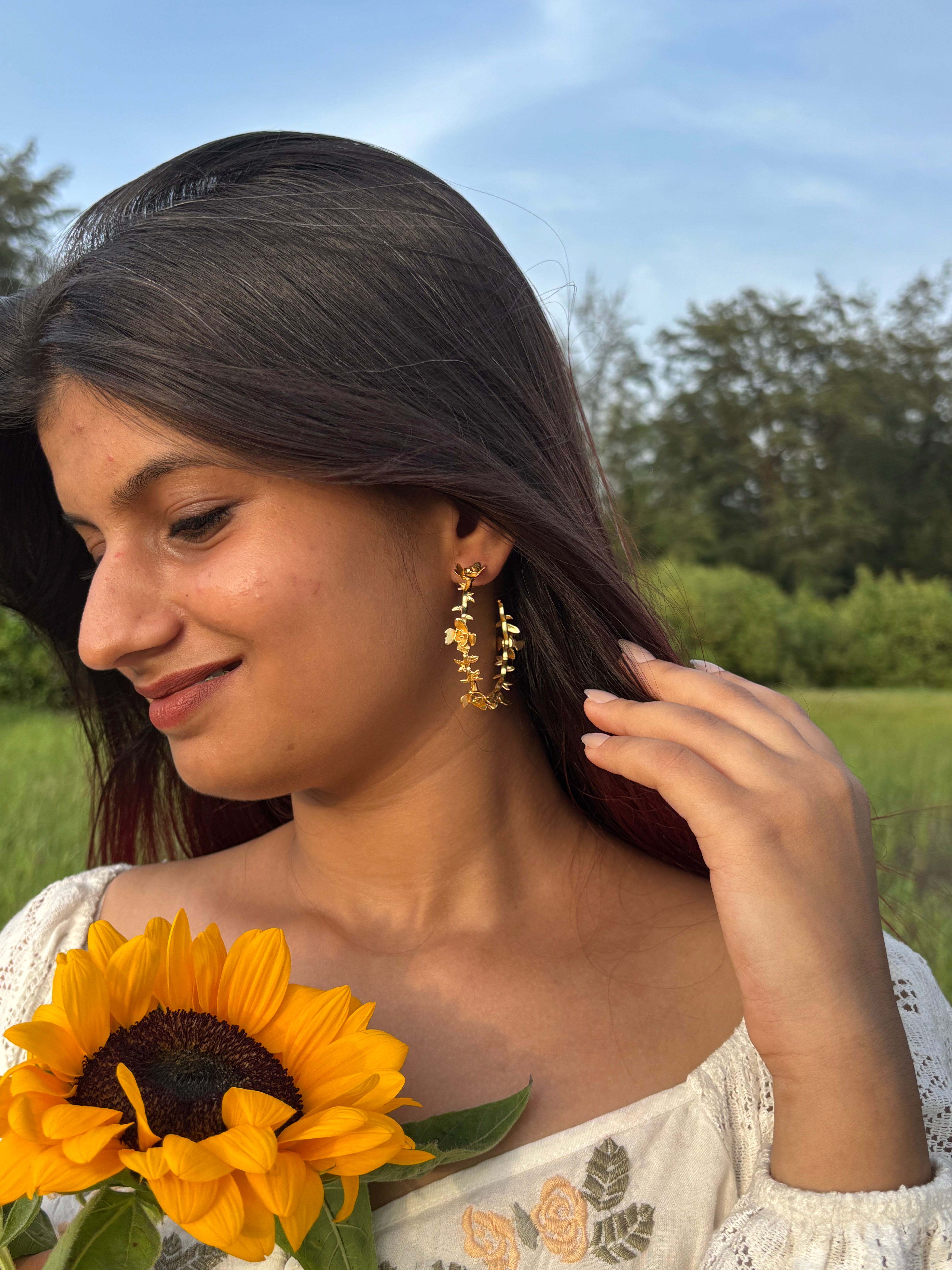 Wild Rose Hoop Earrings