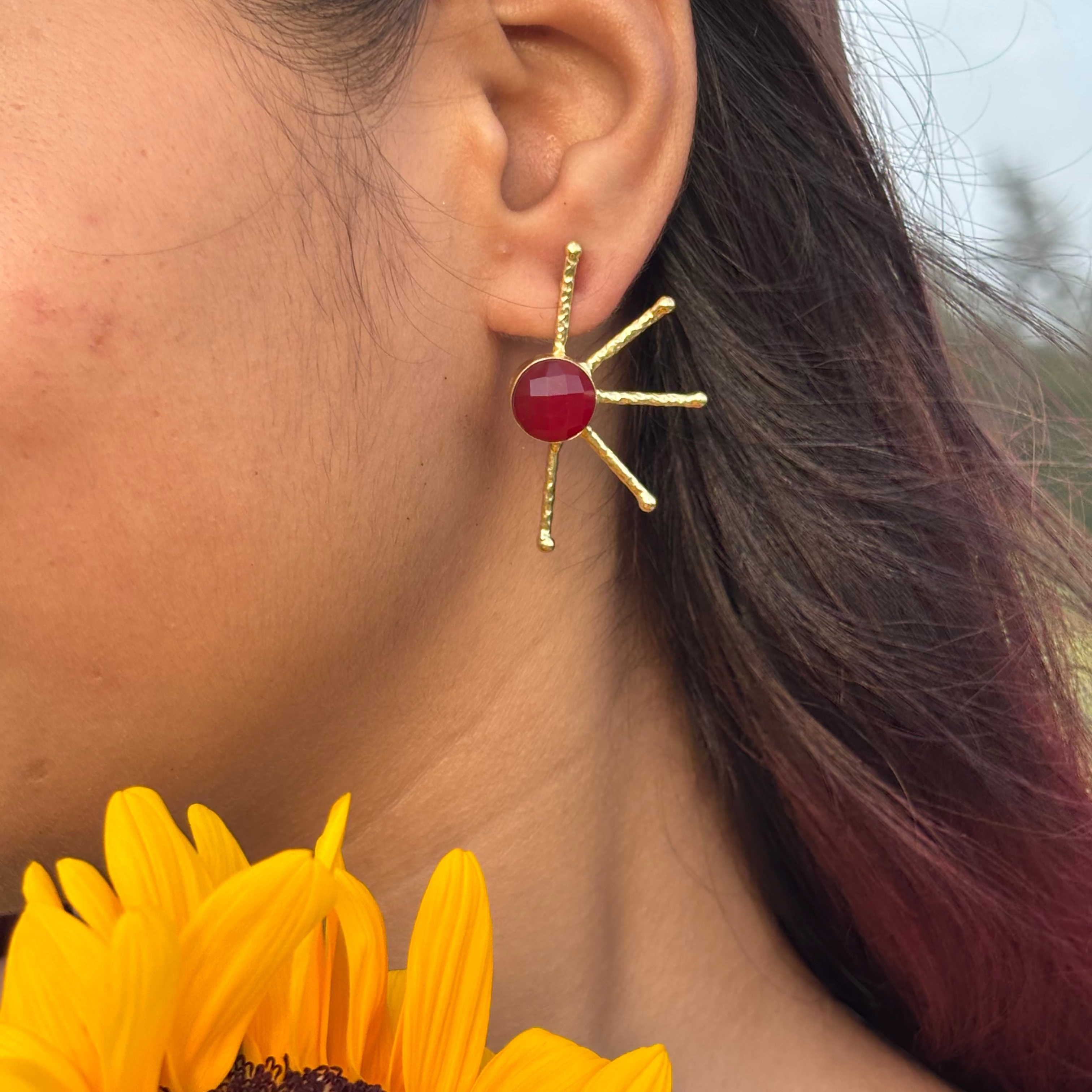 Sunbeam Earrings - Rani Pink