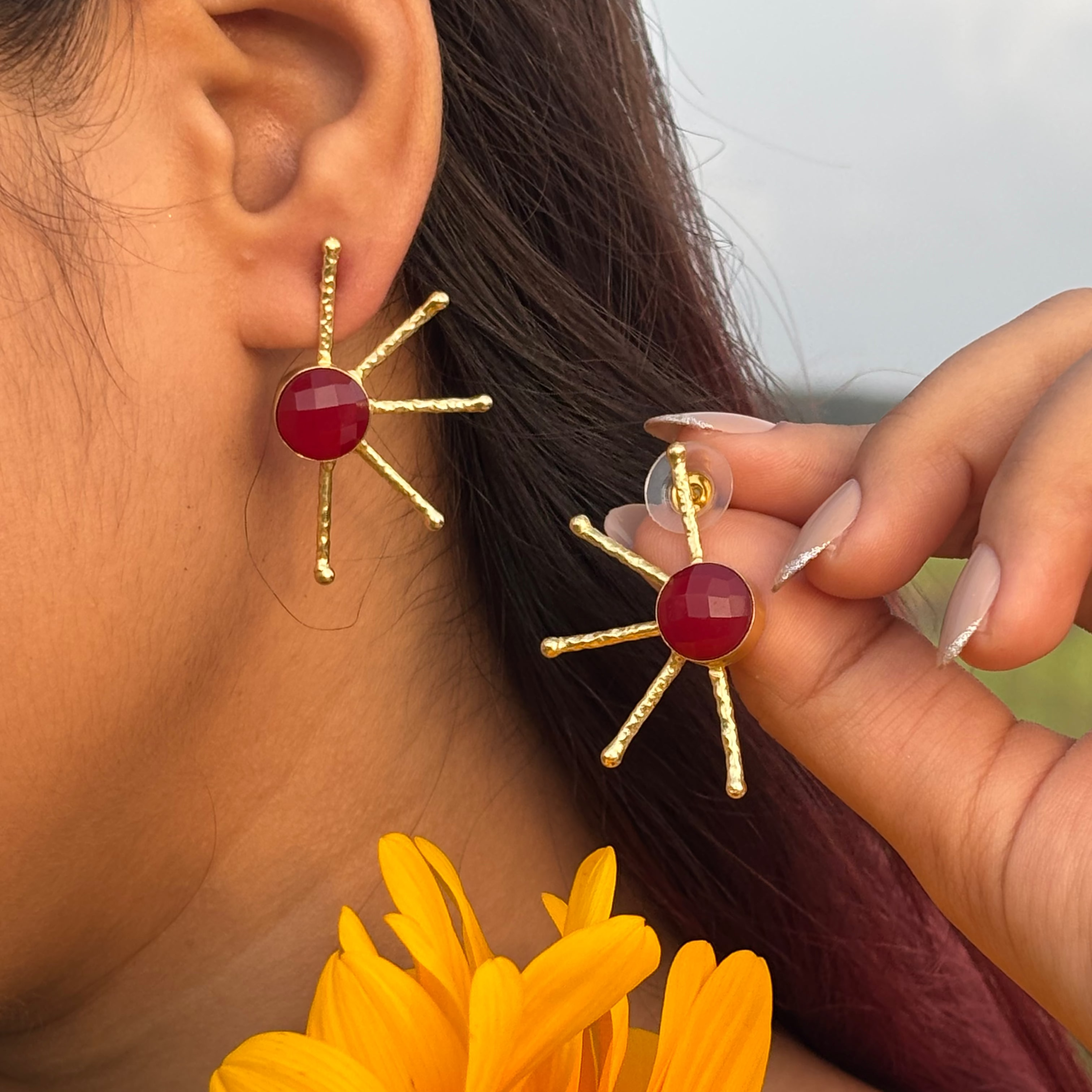 Sunbeam Earrings - Rani Pink