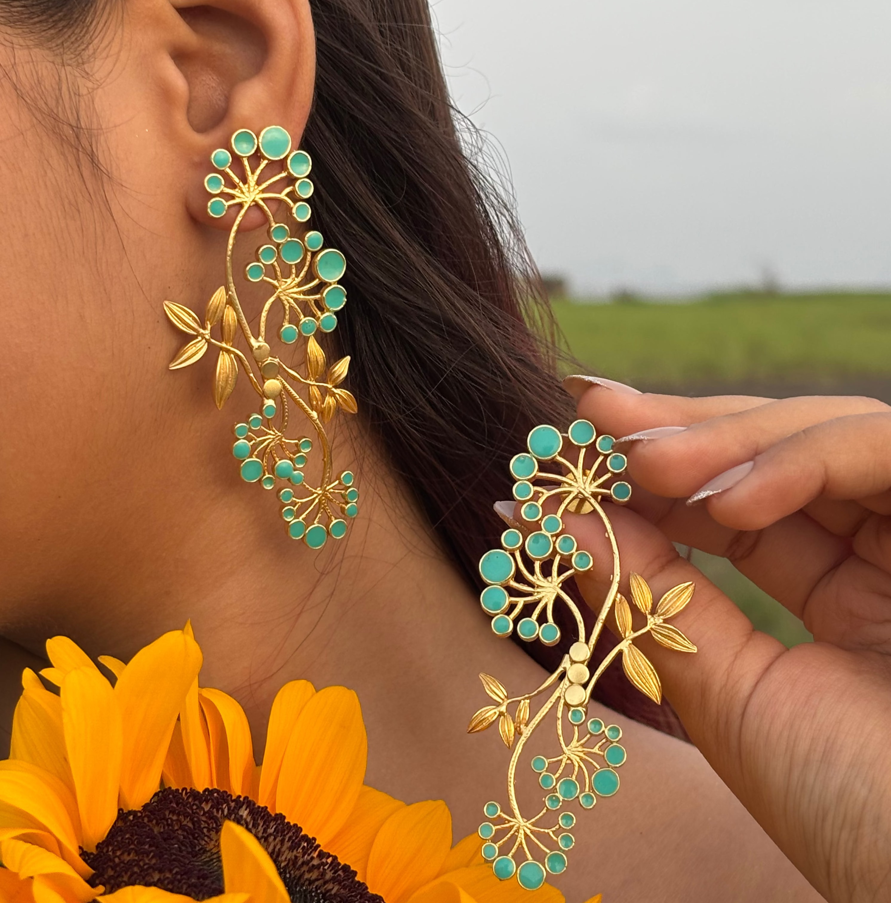 Gypsy Statement Earrings - Turquoise