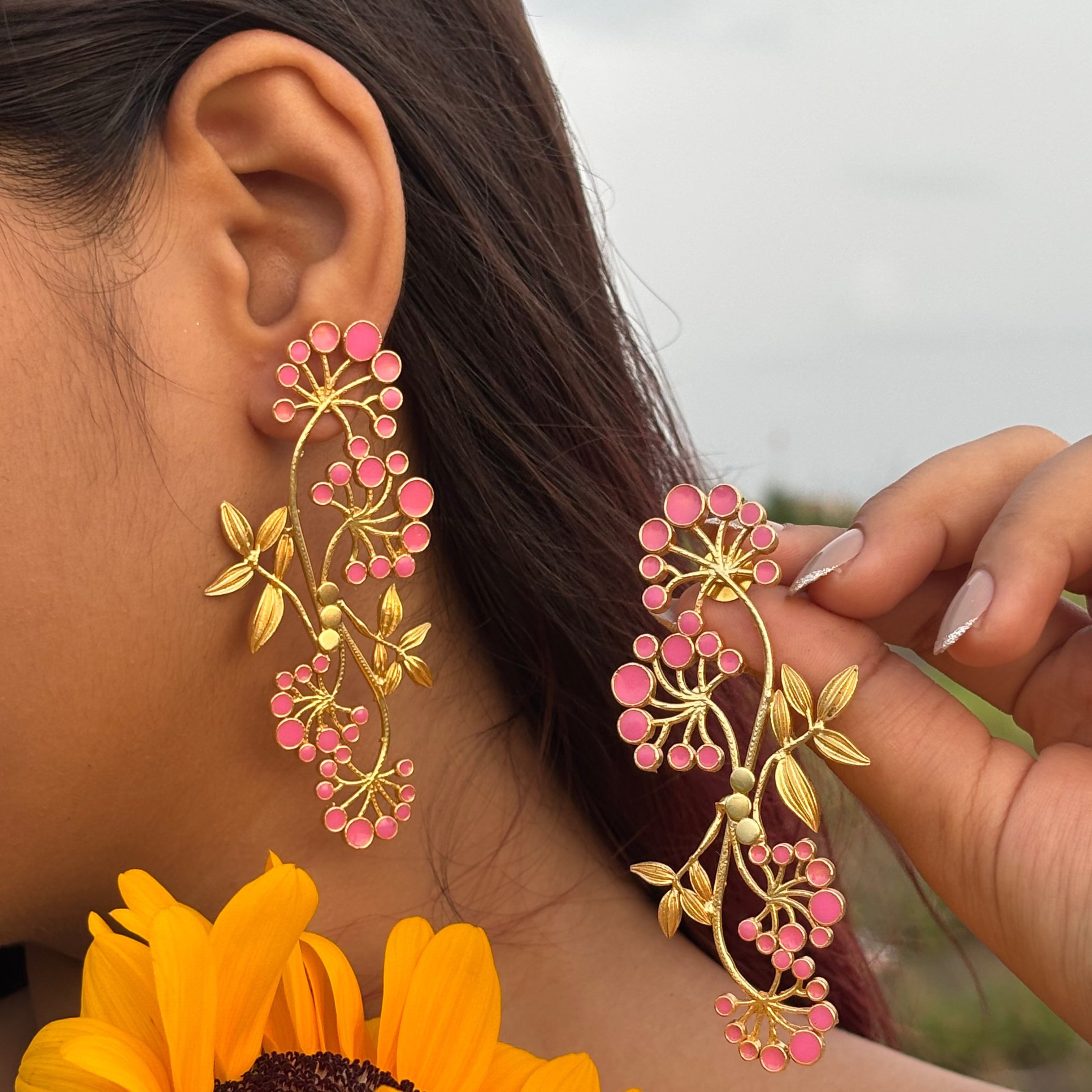 Gypsy Statement Earrings - Pink