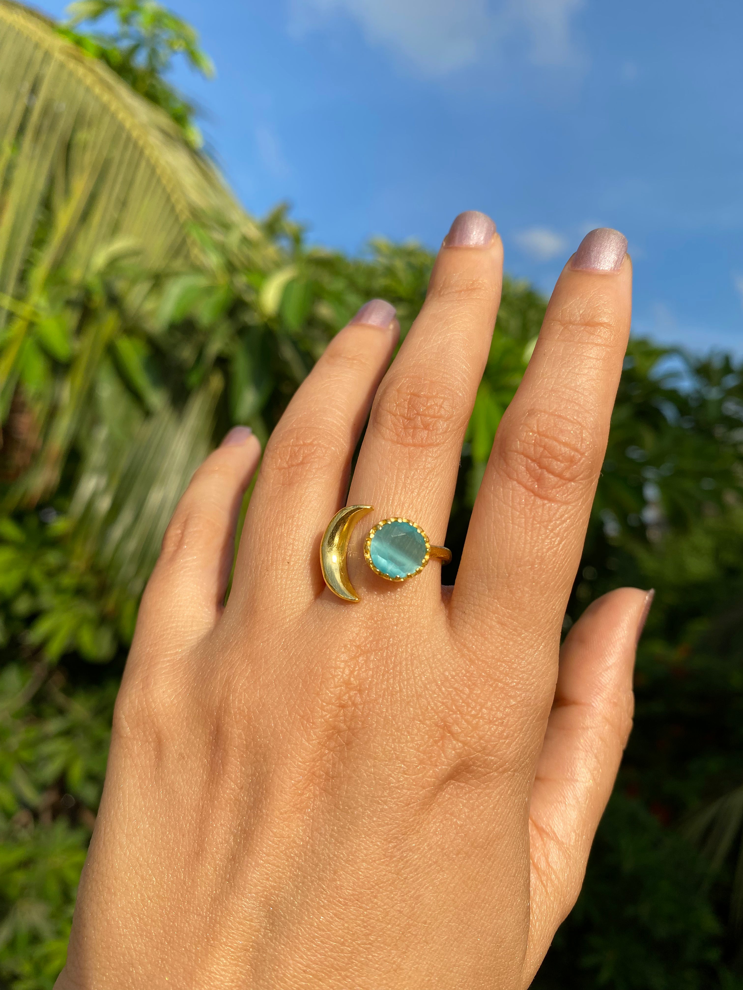 Soluna Adjustable Ring - Aqua Blue