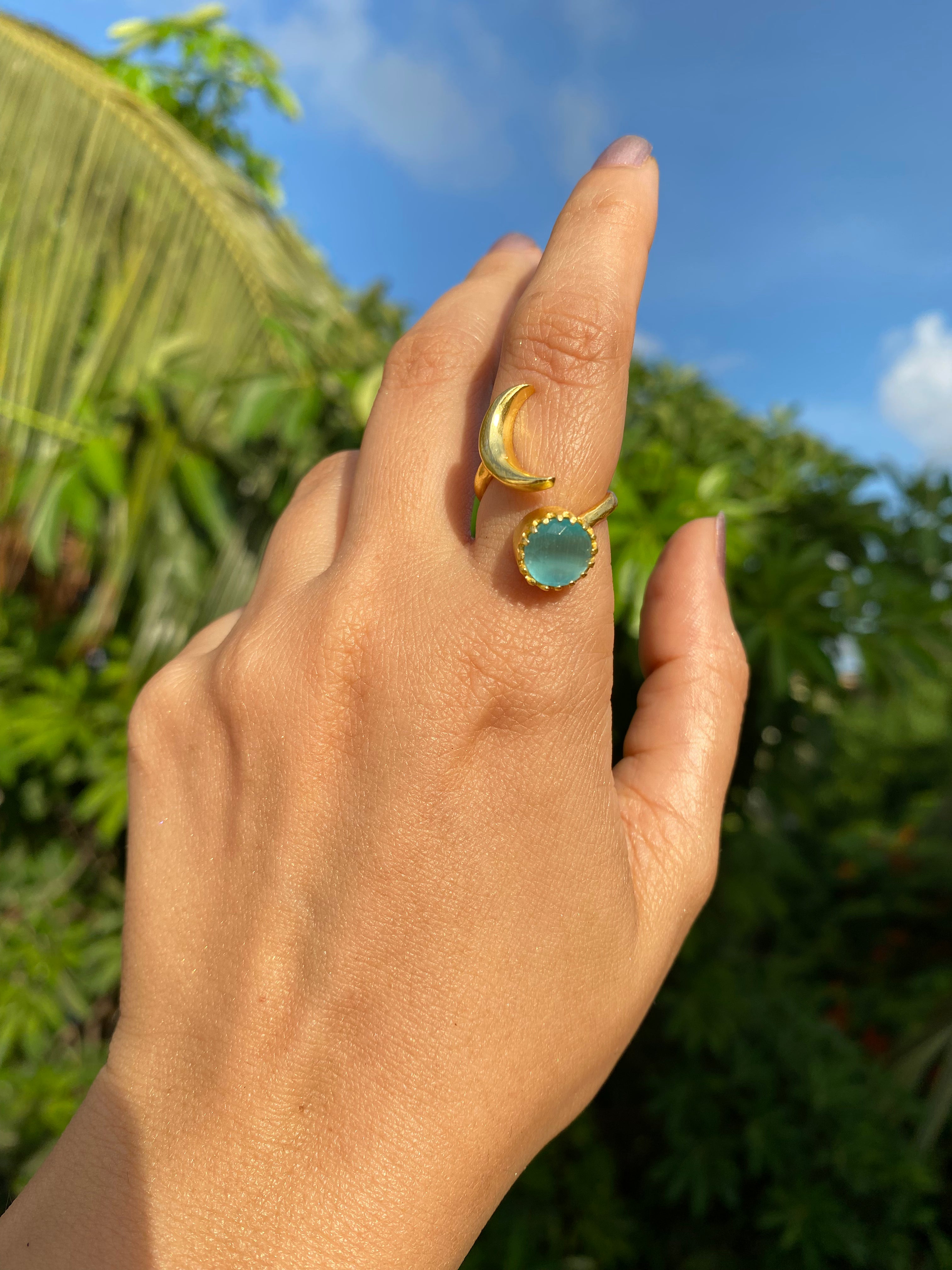 Soluna Adjustable Ring - Aqua Blue