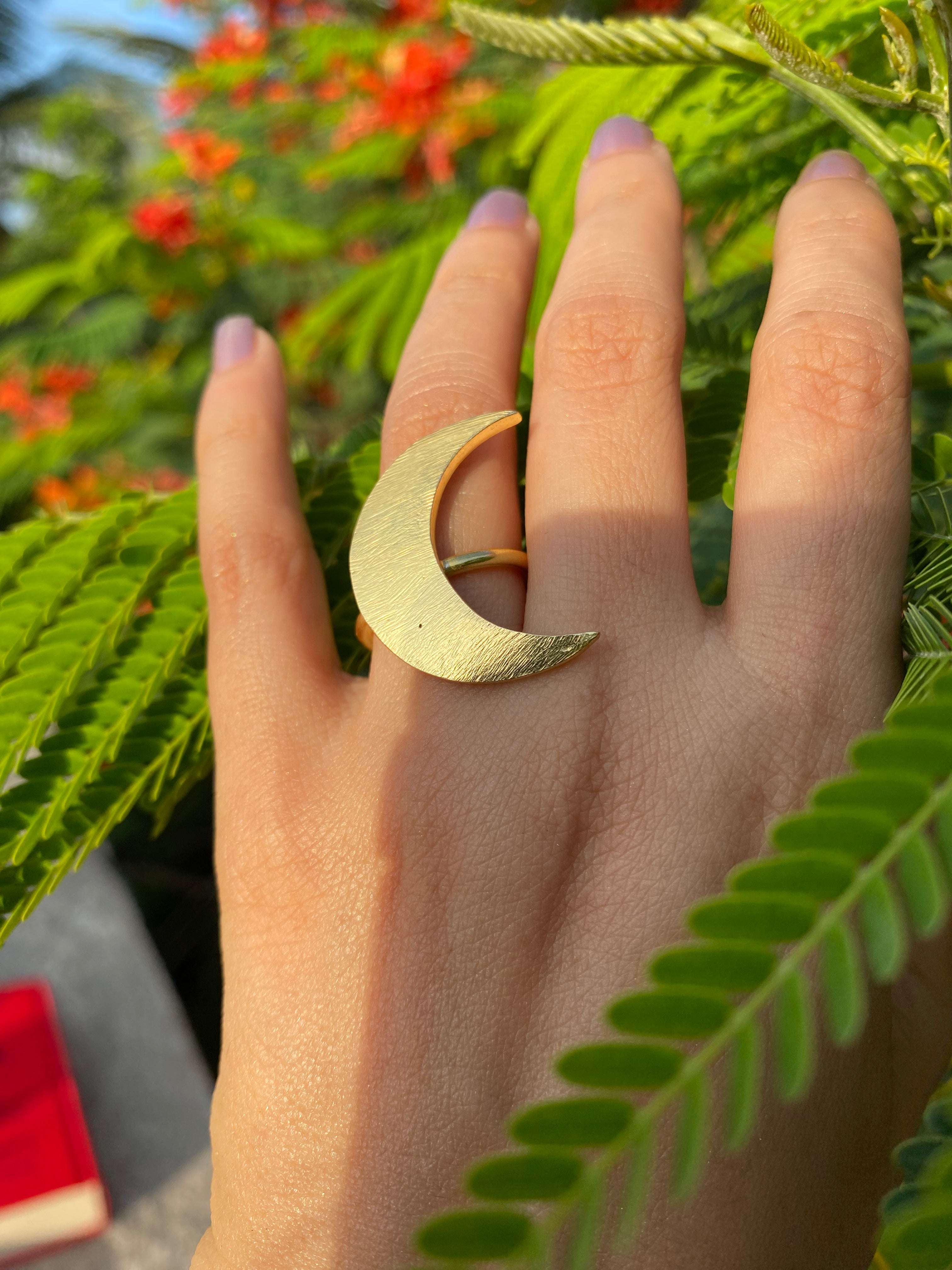 Crescent Moon Adjustable Ring