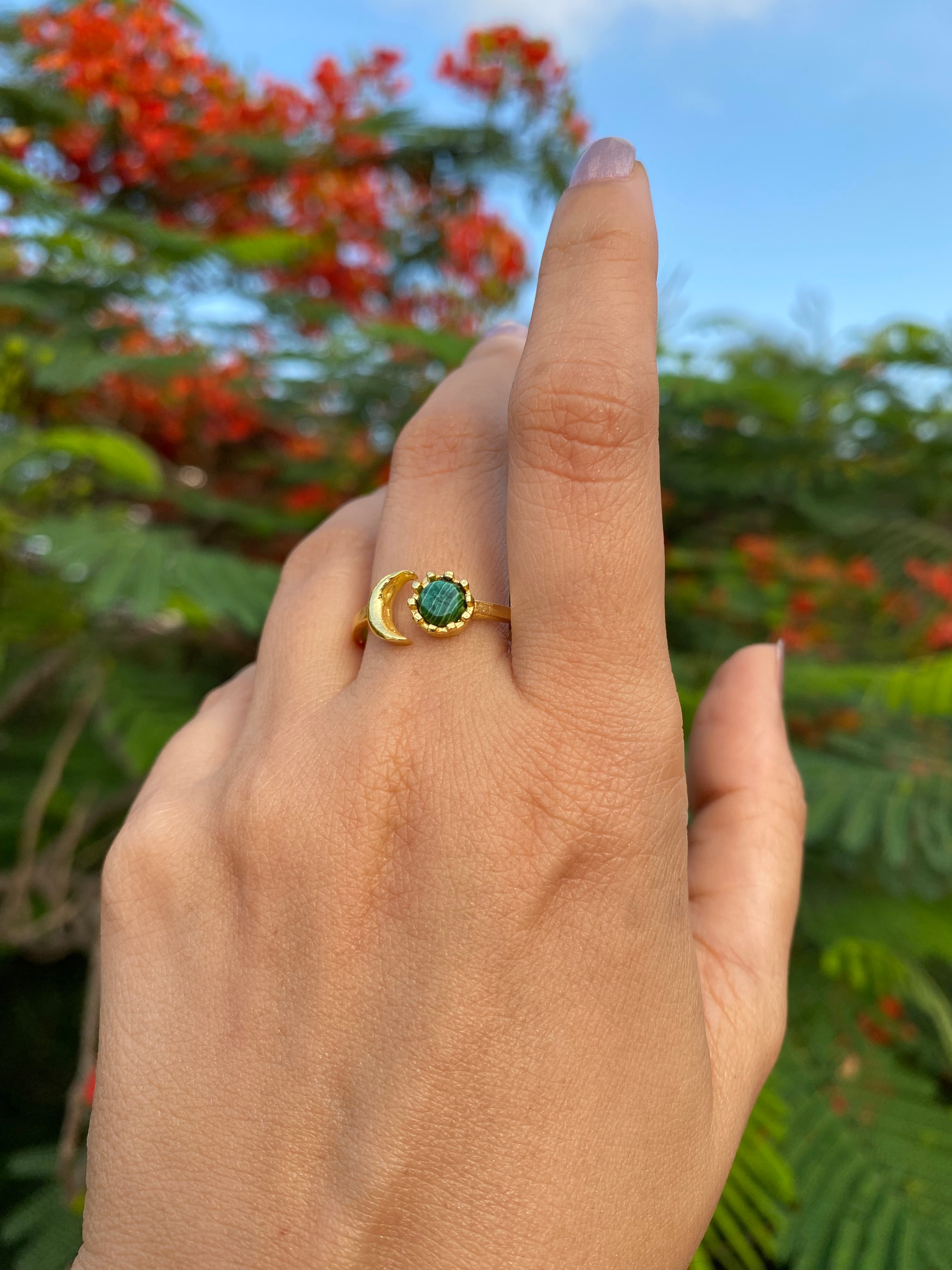 Luna Bloom Adjustable Ring - Turquoise