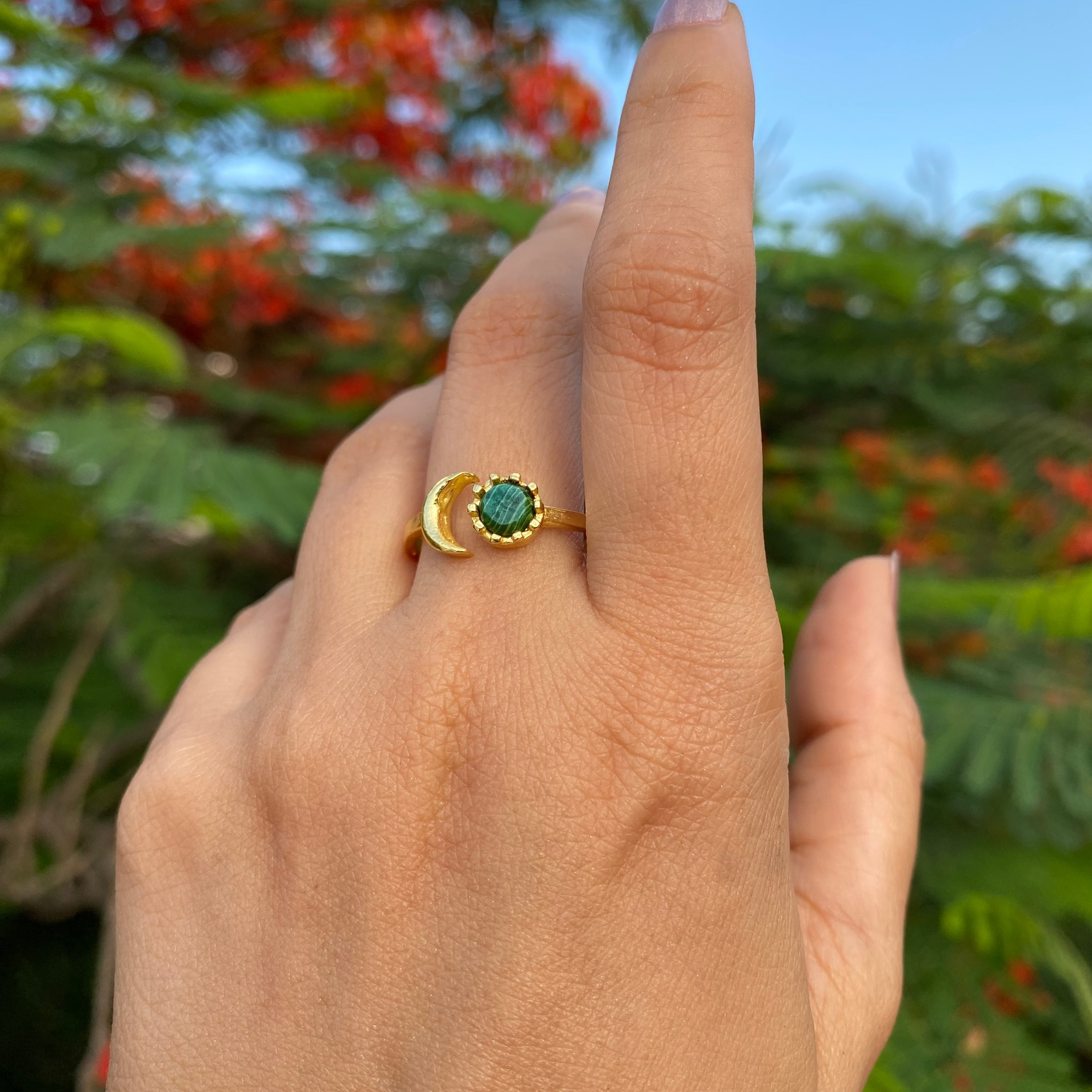Luna Bloom Adjustable Ring - Turquoise