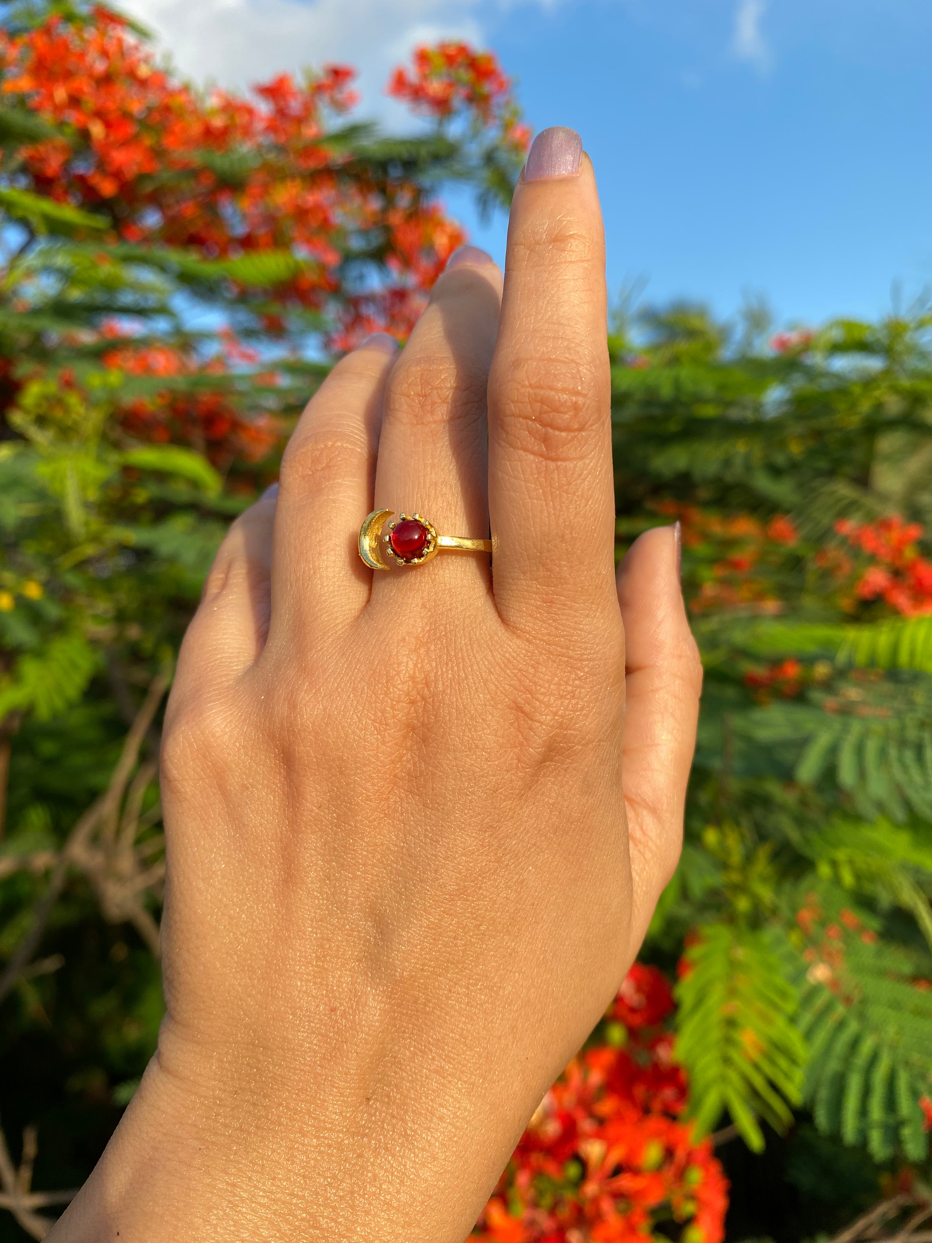 Luna Bloom Adjustable Ring - Dark Pink