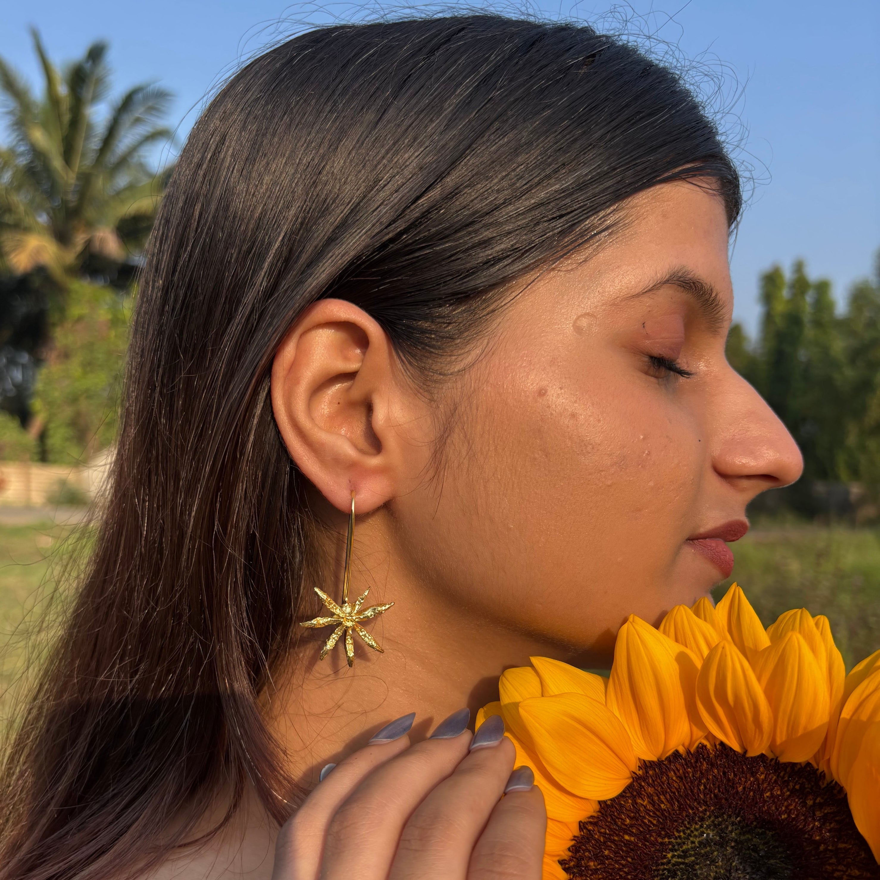 Star Anise Slider Earrings