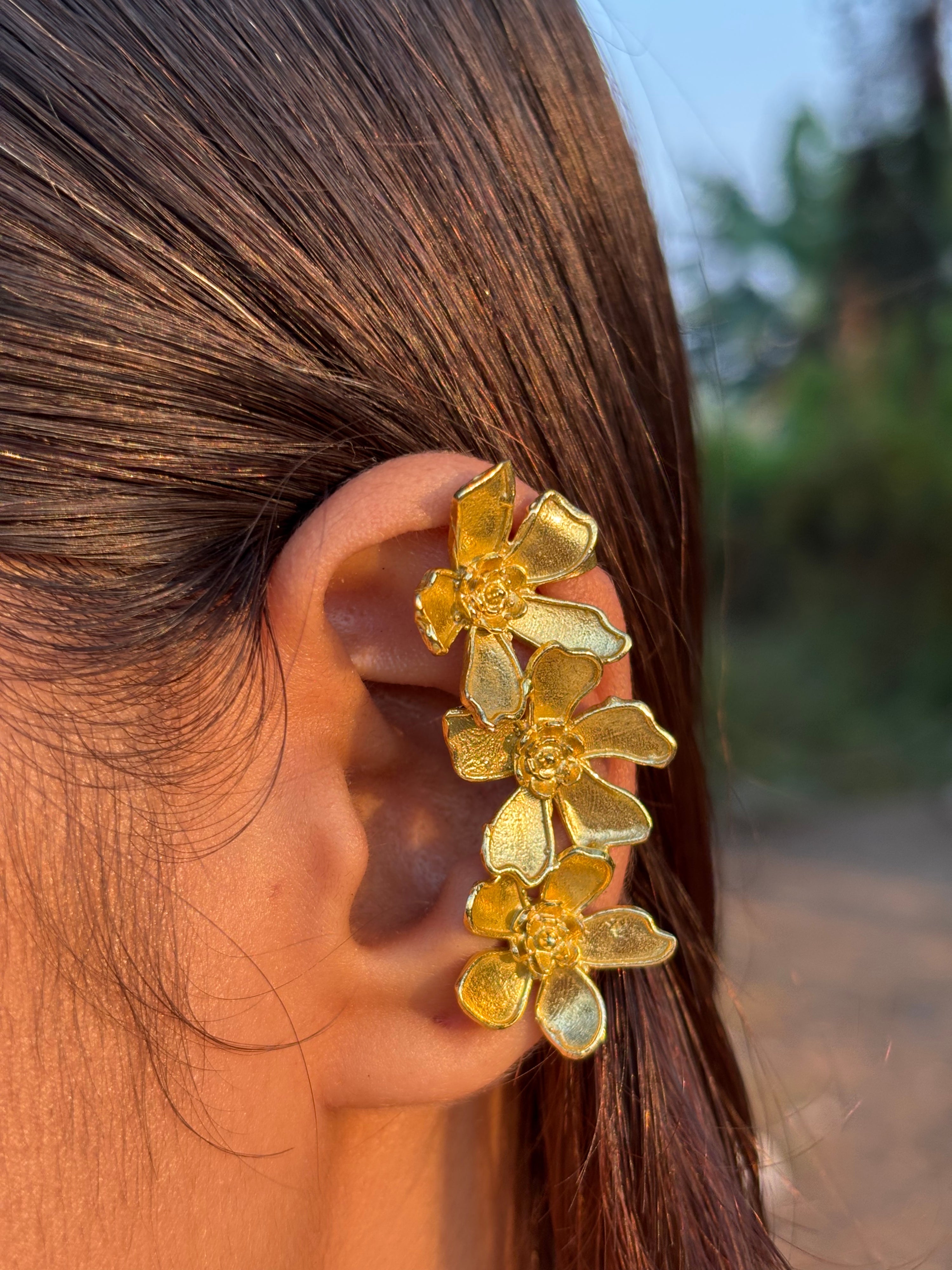 Triple Floral Earcuffs
