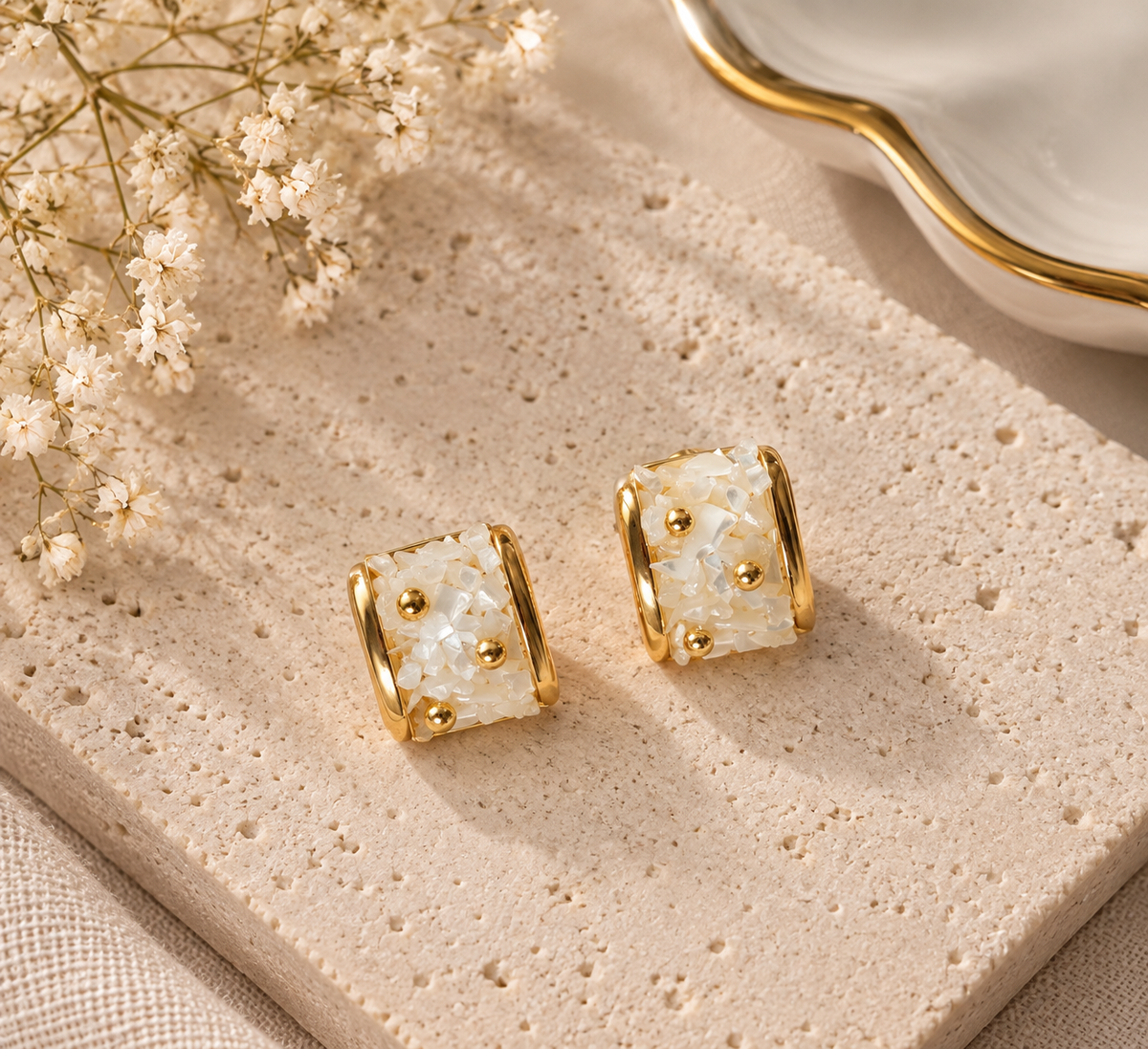 Ivory Mosaic Earrings