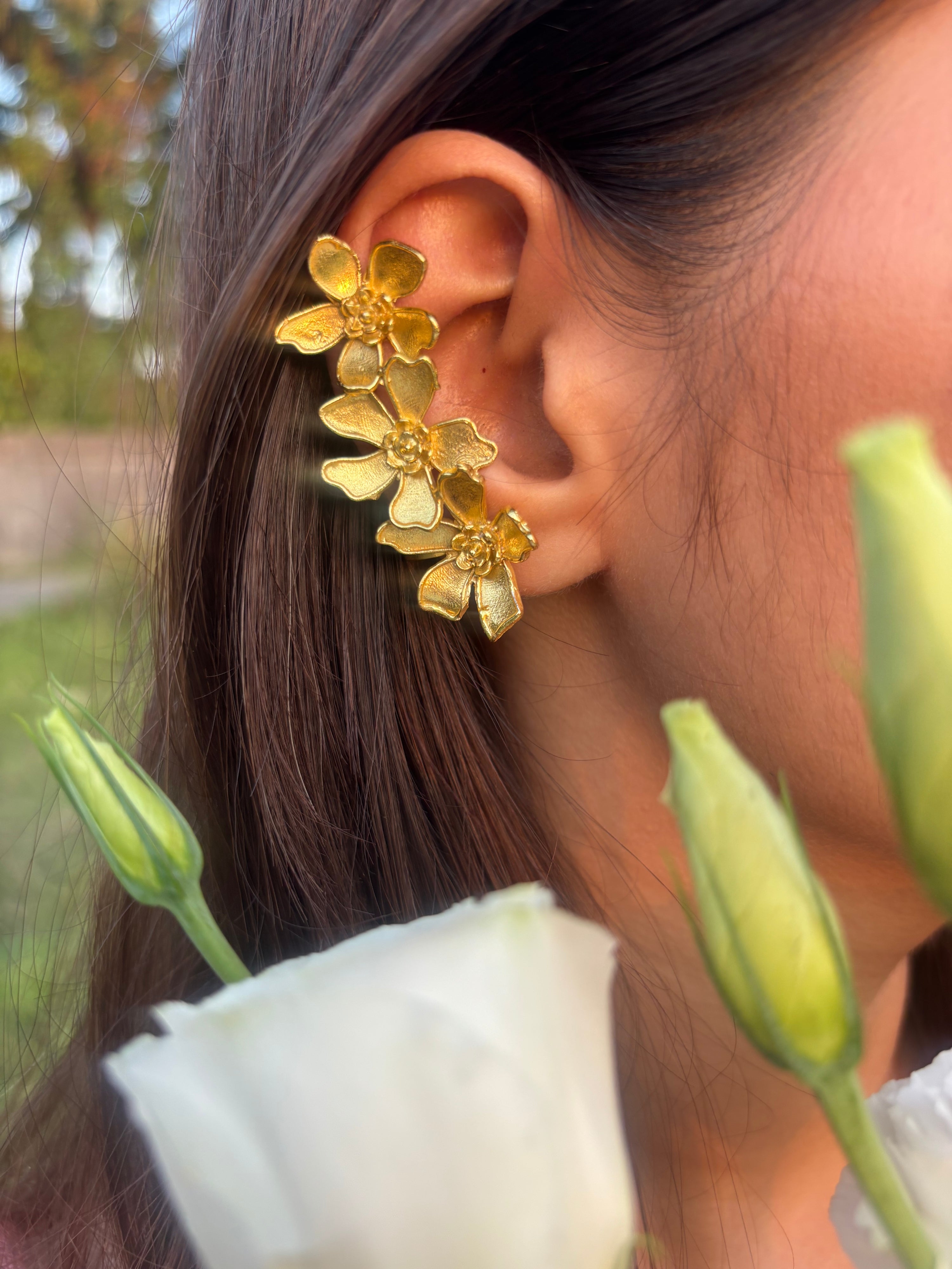 Triple Floral Earcuffs