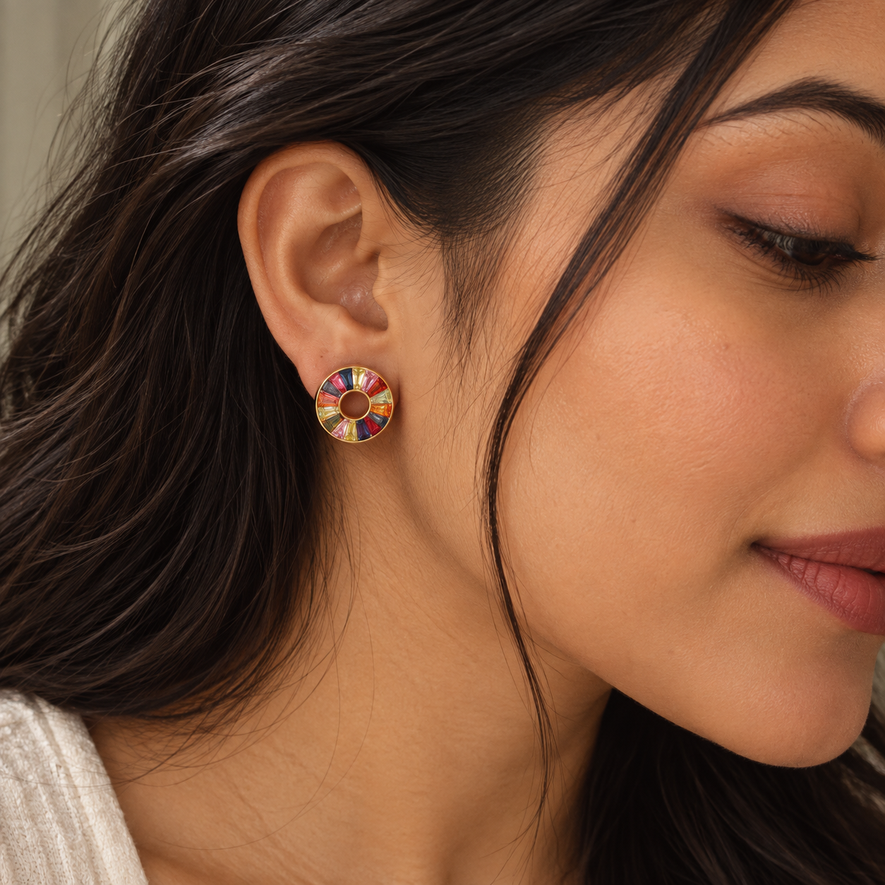 Rainbow Halo Earrings