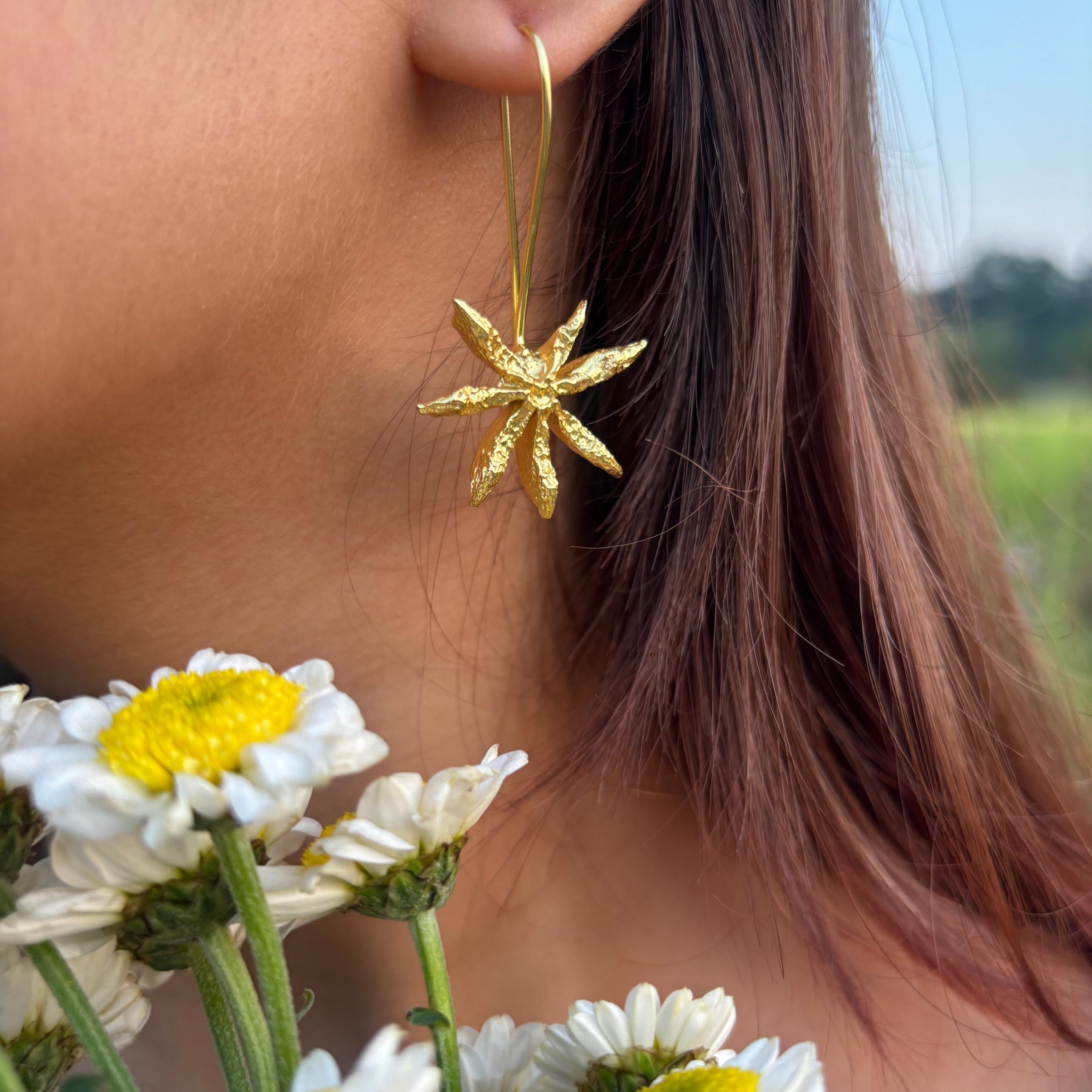 Star Anise Slider Earrings