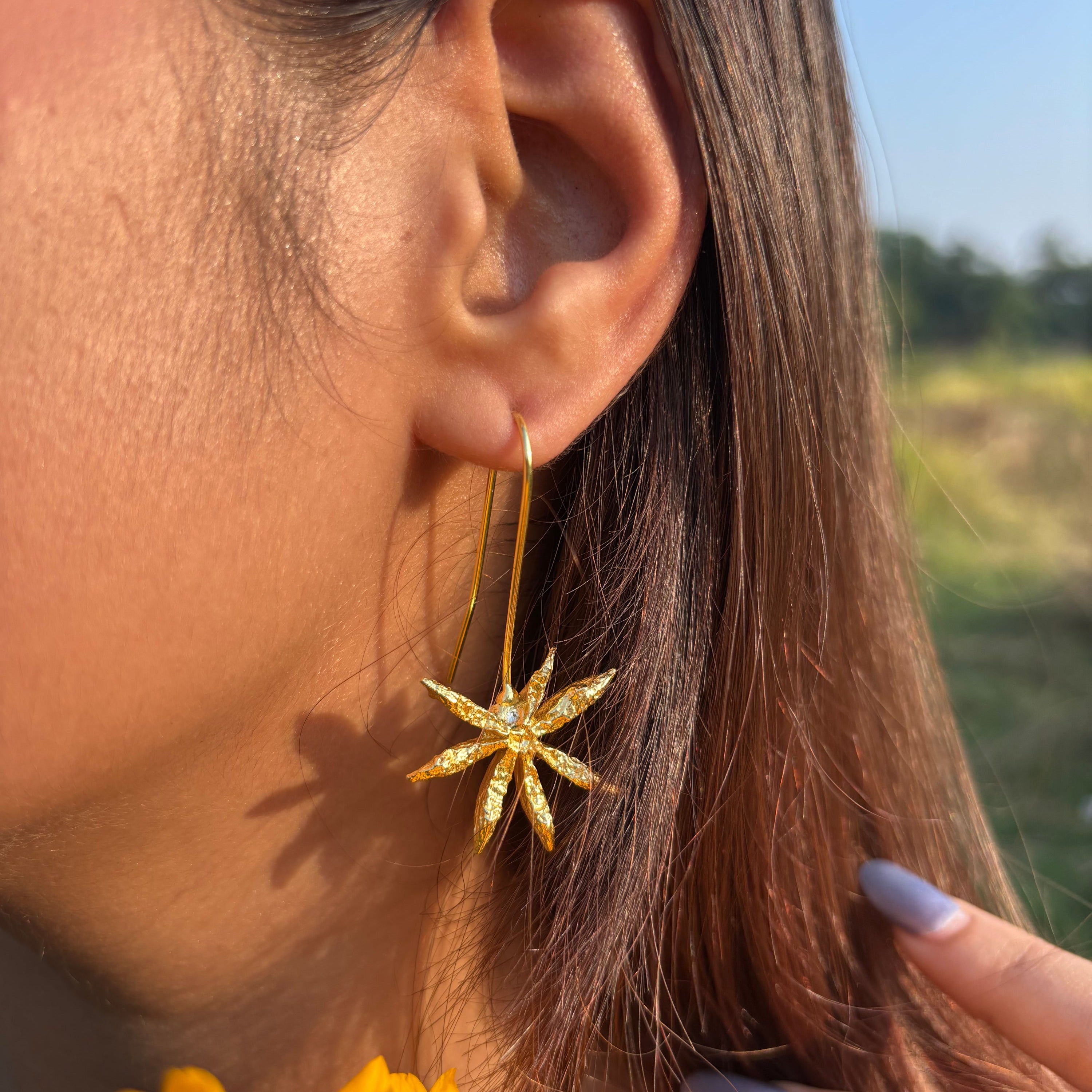 Star Anise Slider Earrings