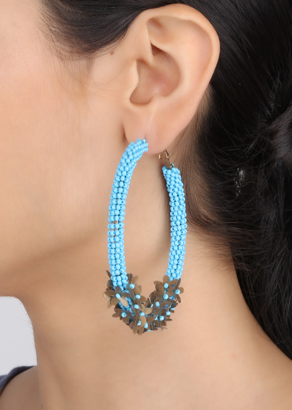 Turquoise Floral Hoops