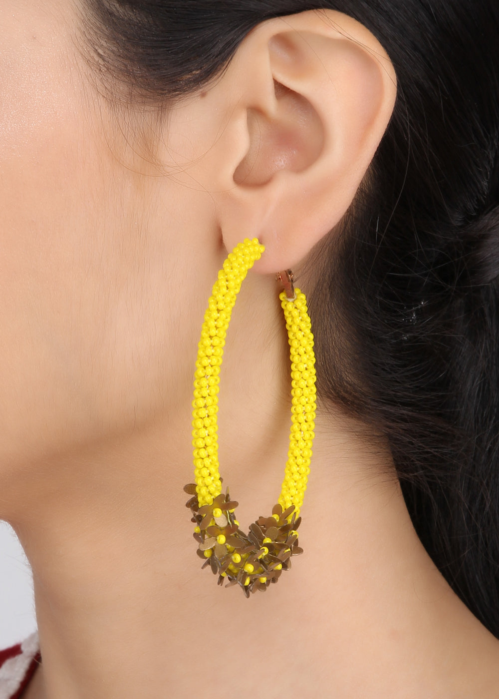 Yellow Floral Hoops