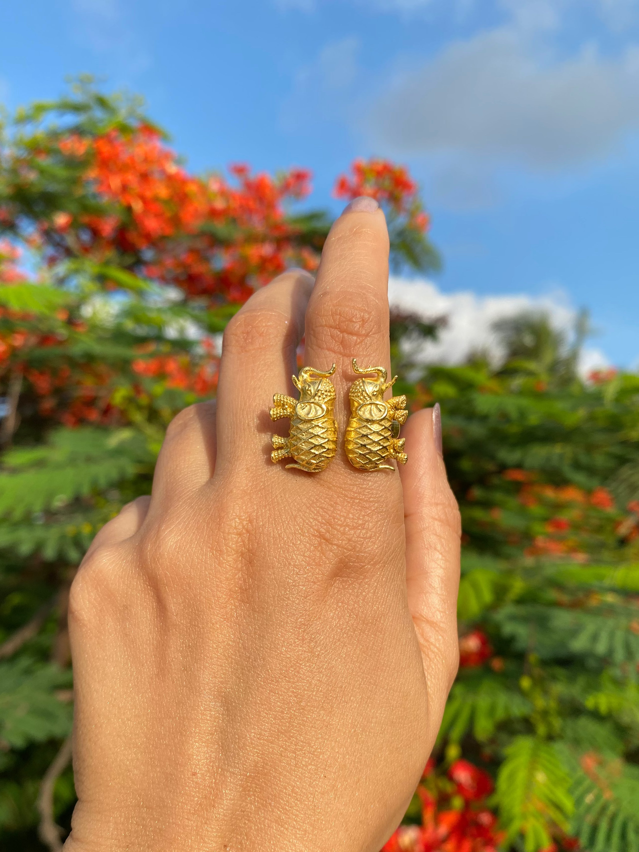 Elephant Toi et Moi Adjustable Ring