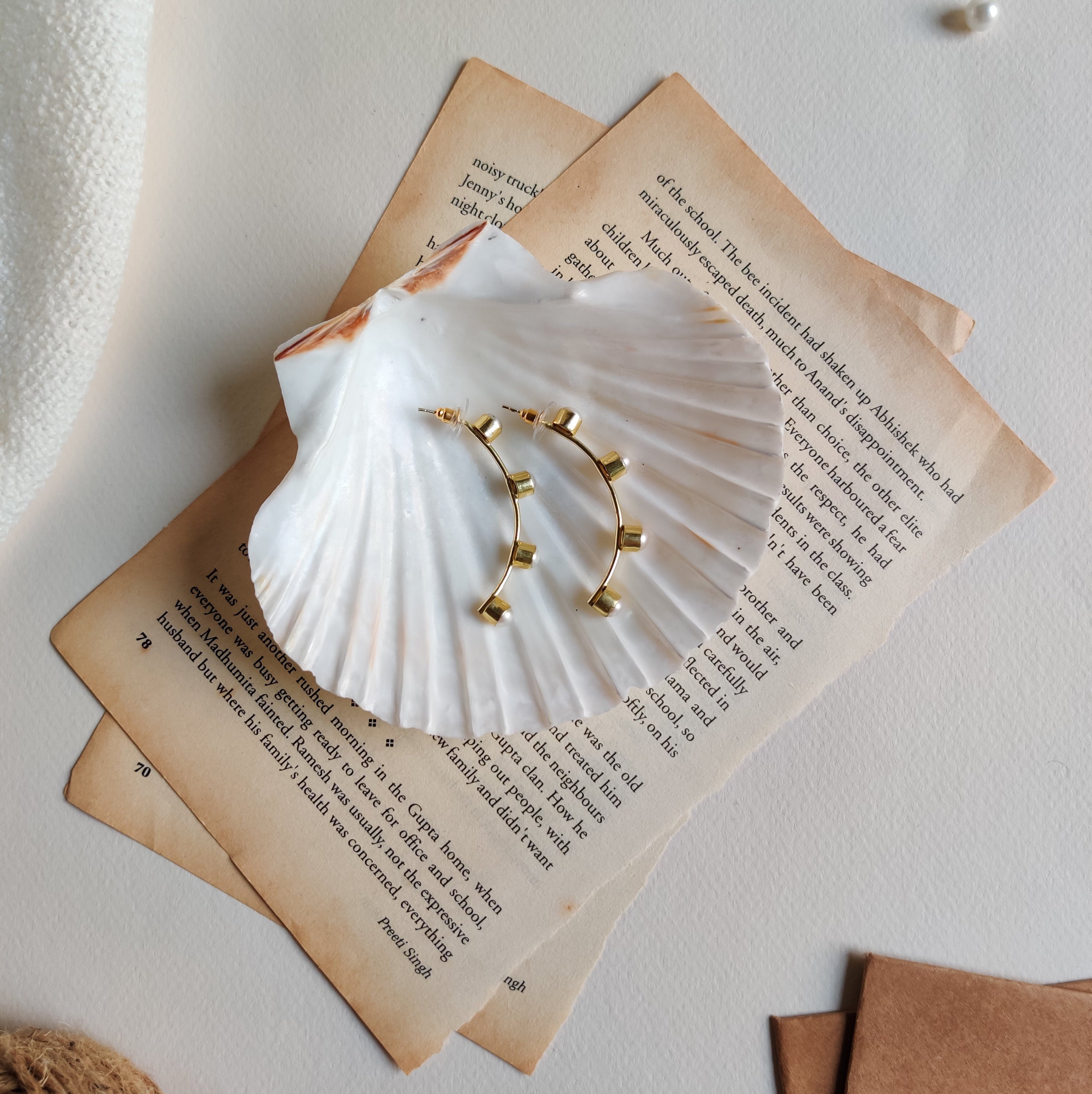 Jashn - Pearl Curved Stick Earrings