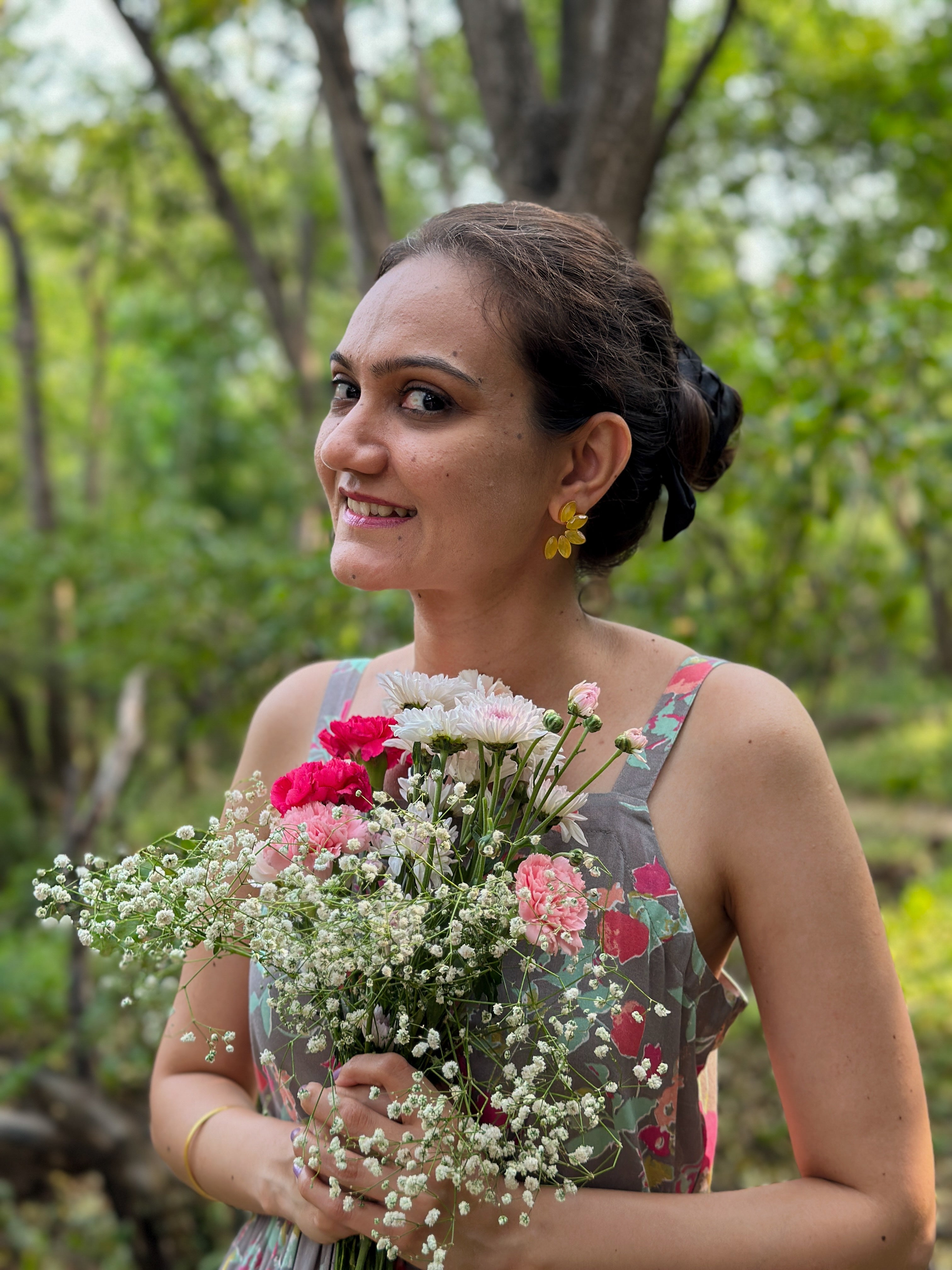 Jashn - Blooming Halves Earrings (Pink)