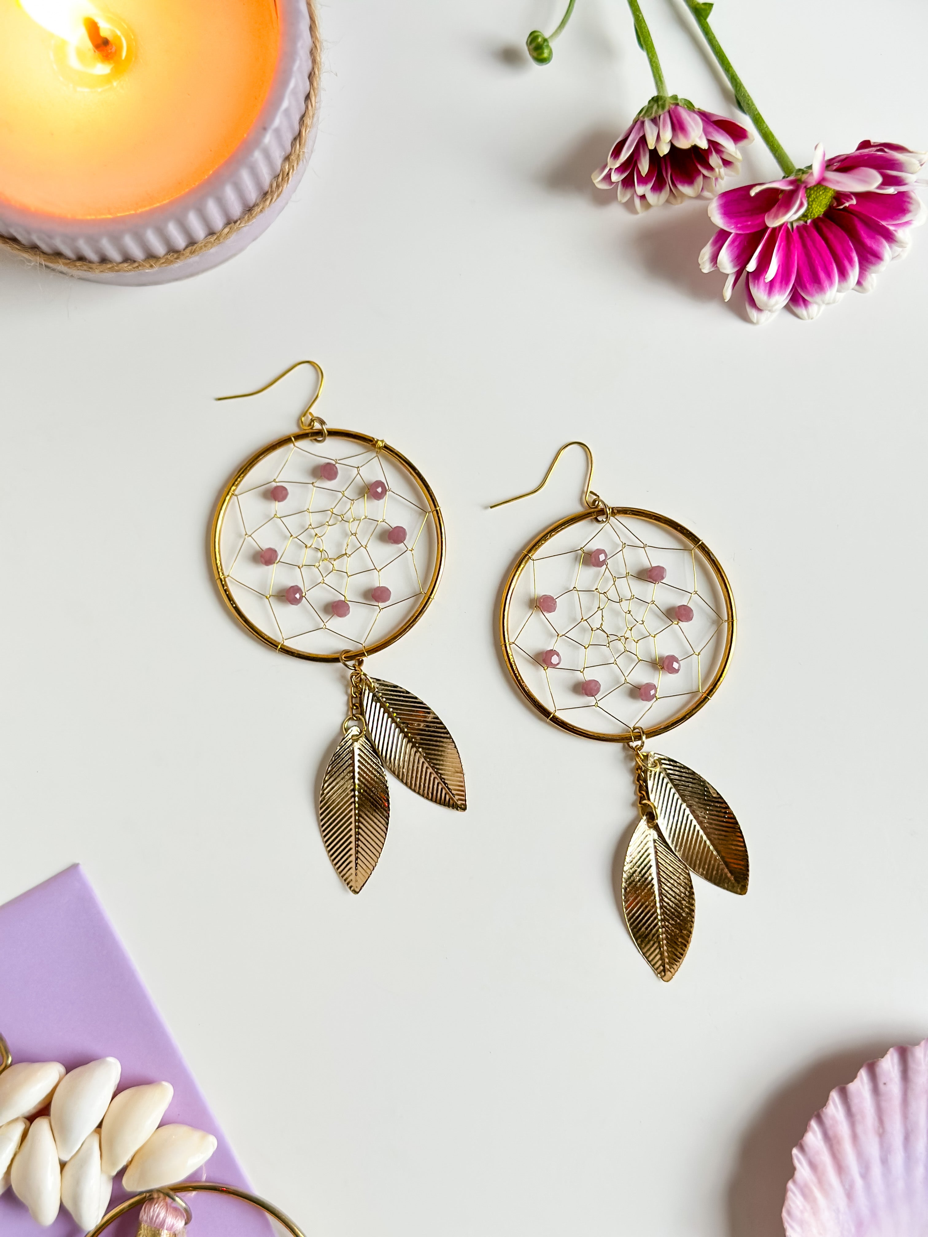 Wine Dreamcatcher Dangler Earrings