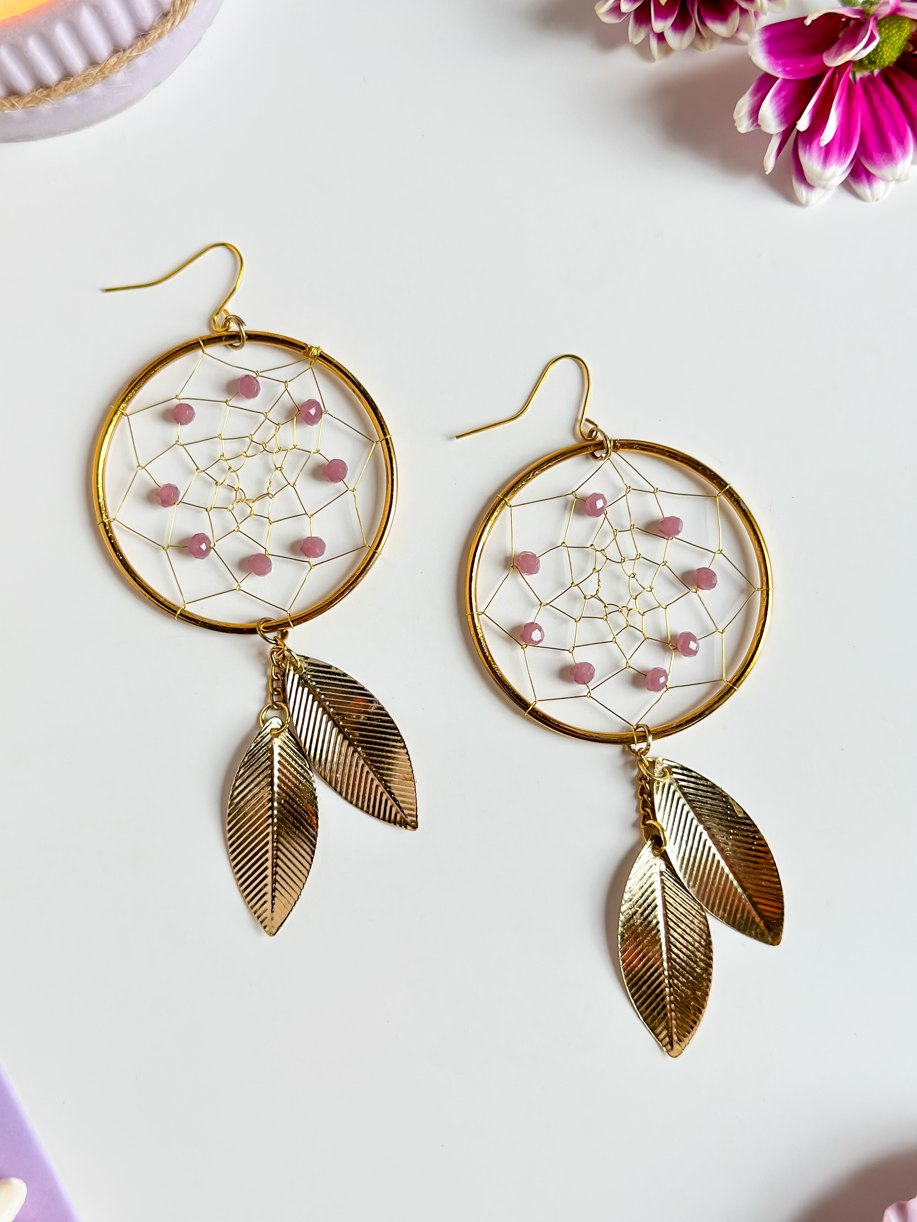 Wine Dreamcatcher Dangler Earrings