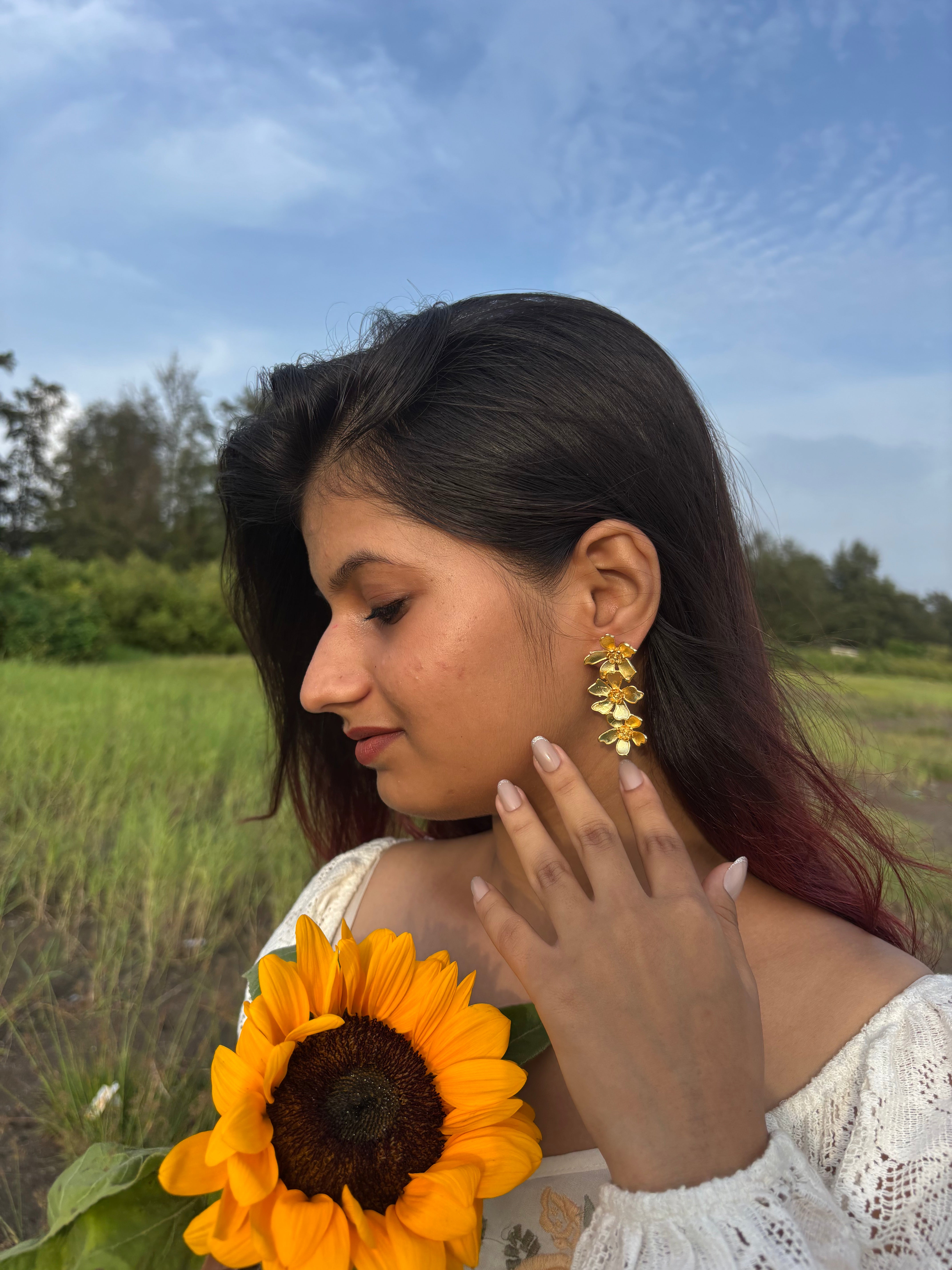 Triple Daisy Earrings