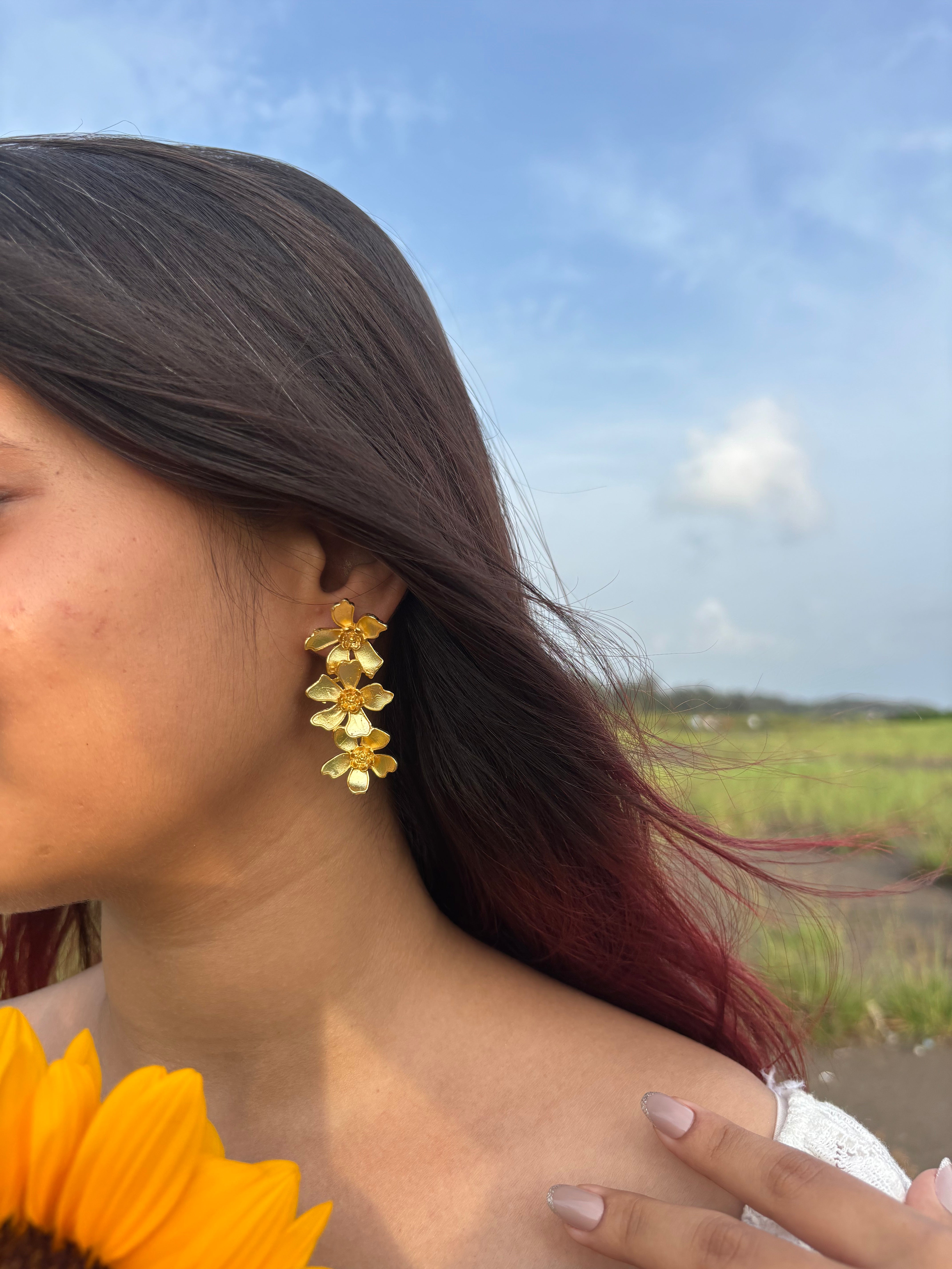 Triple Daisy Earrings