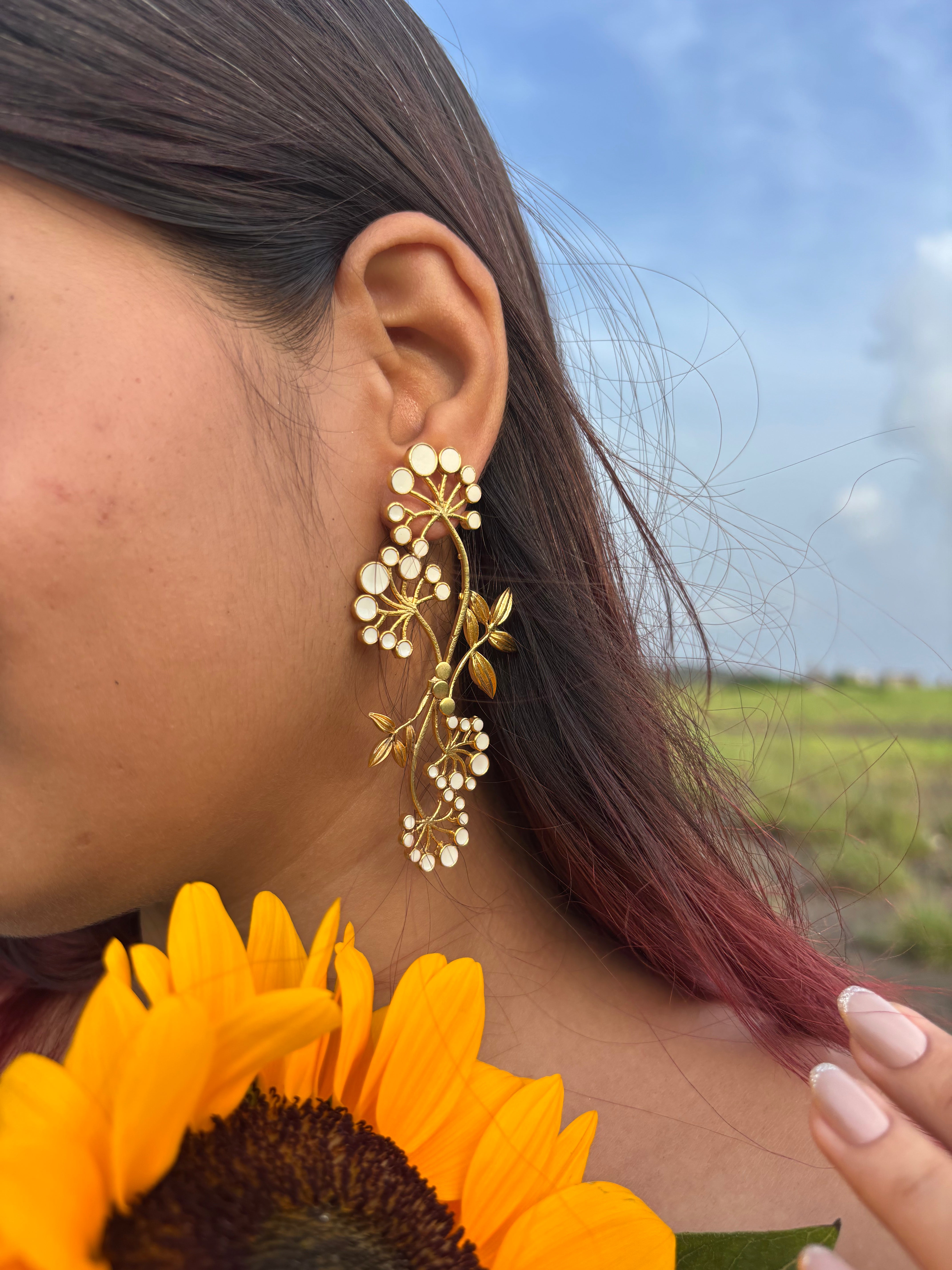 Gypsy Statement Earrings - White