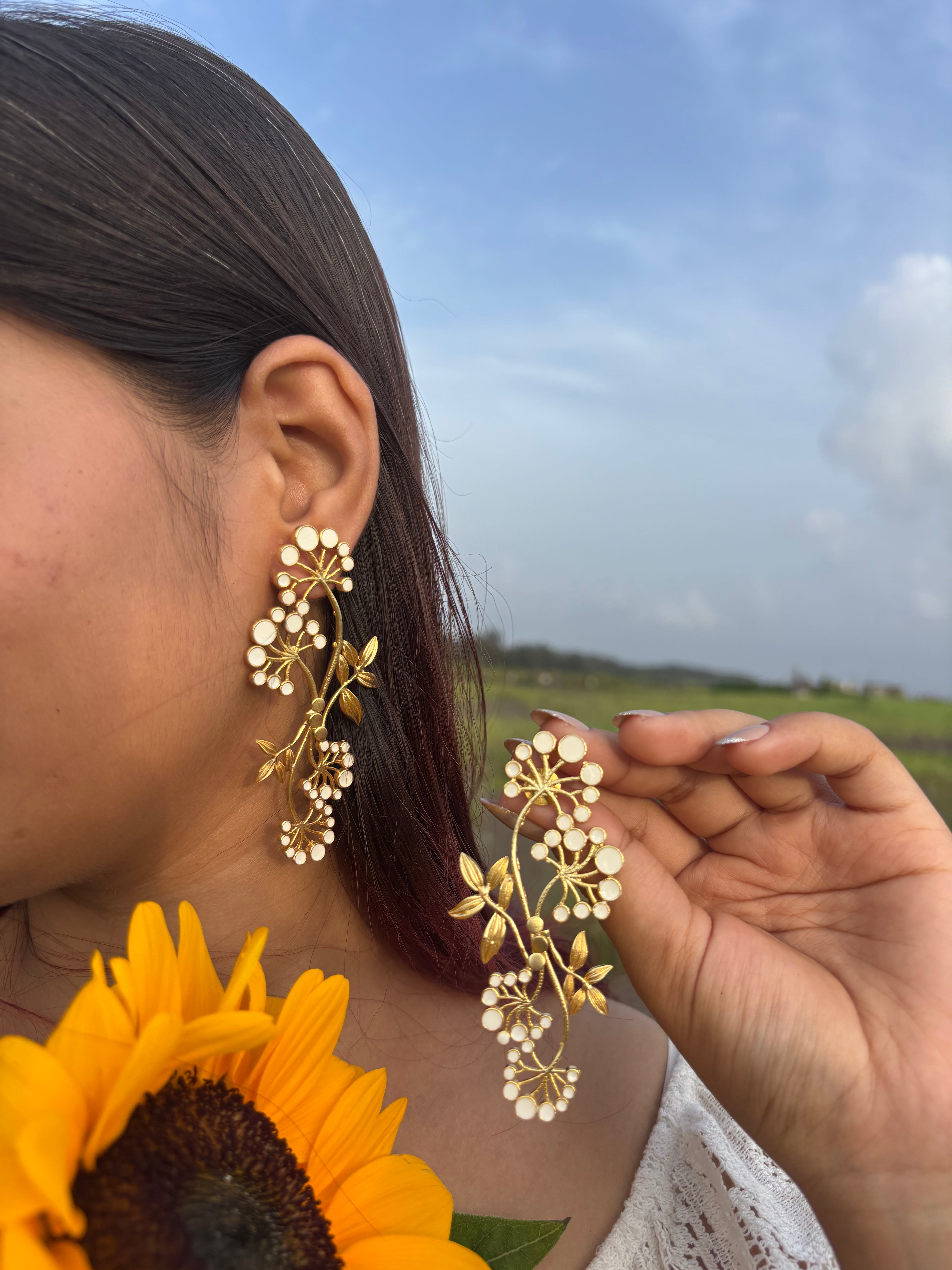 Gypsy Statement Earrings - White