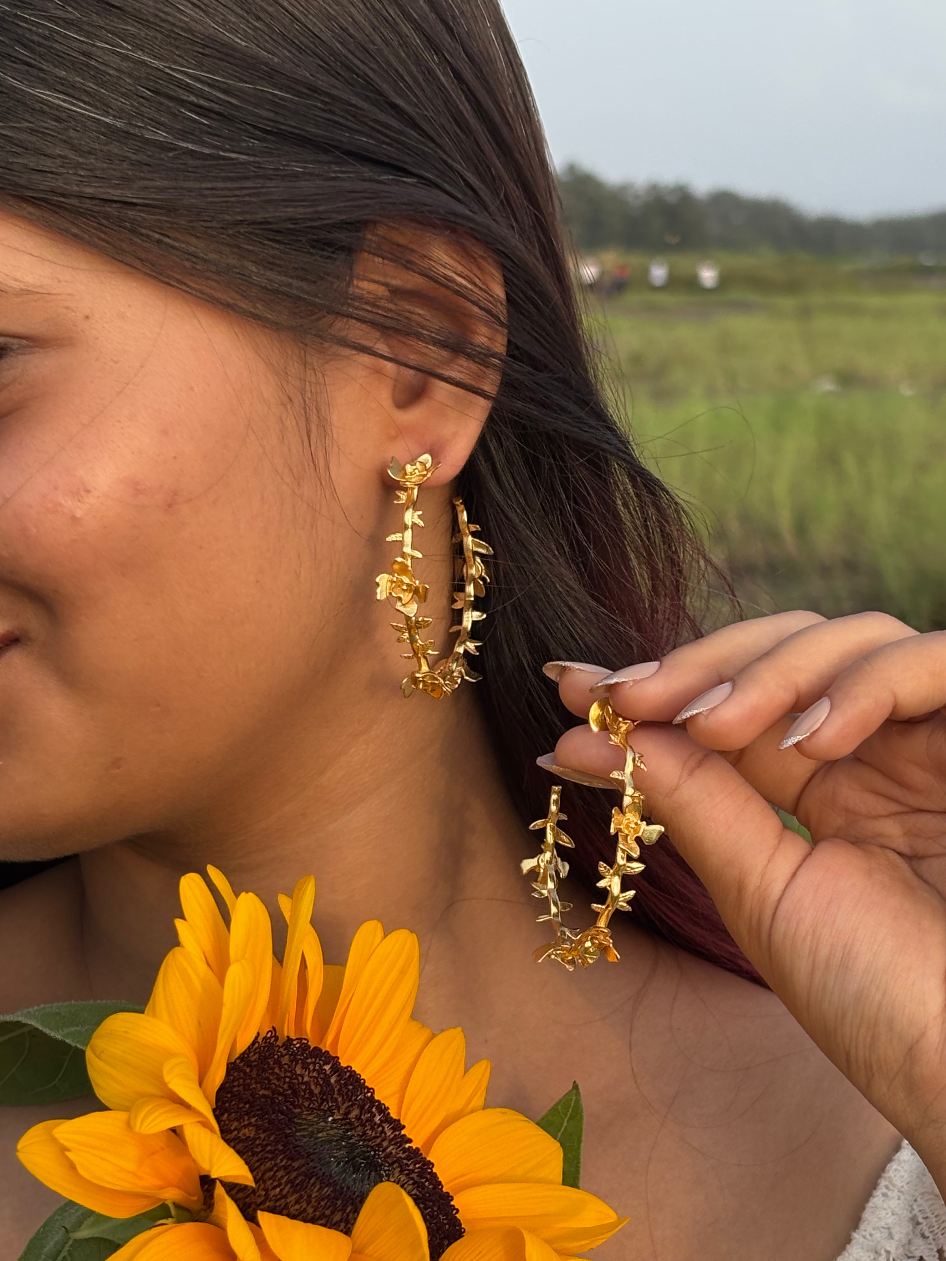 Wild Rose Hoop Earrings