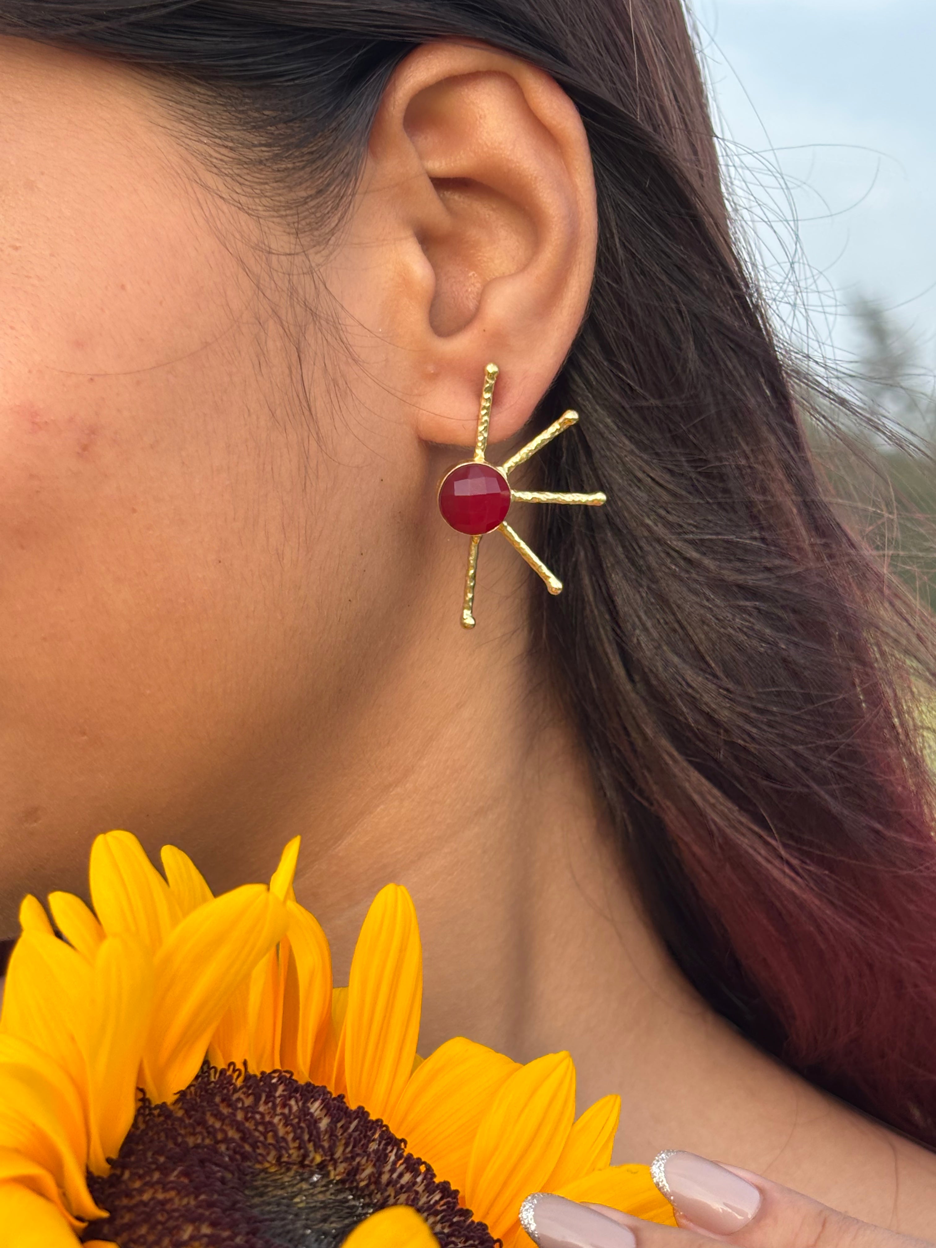 Sunbeam Earrings - Rani Pink