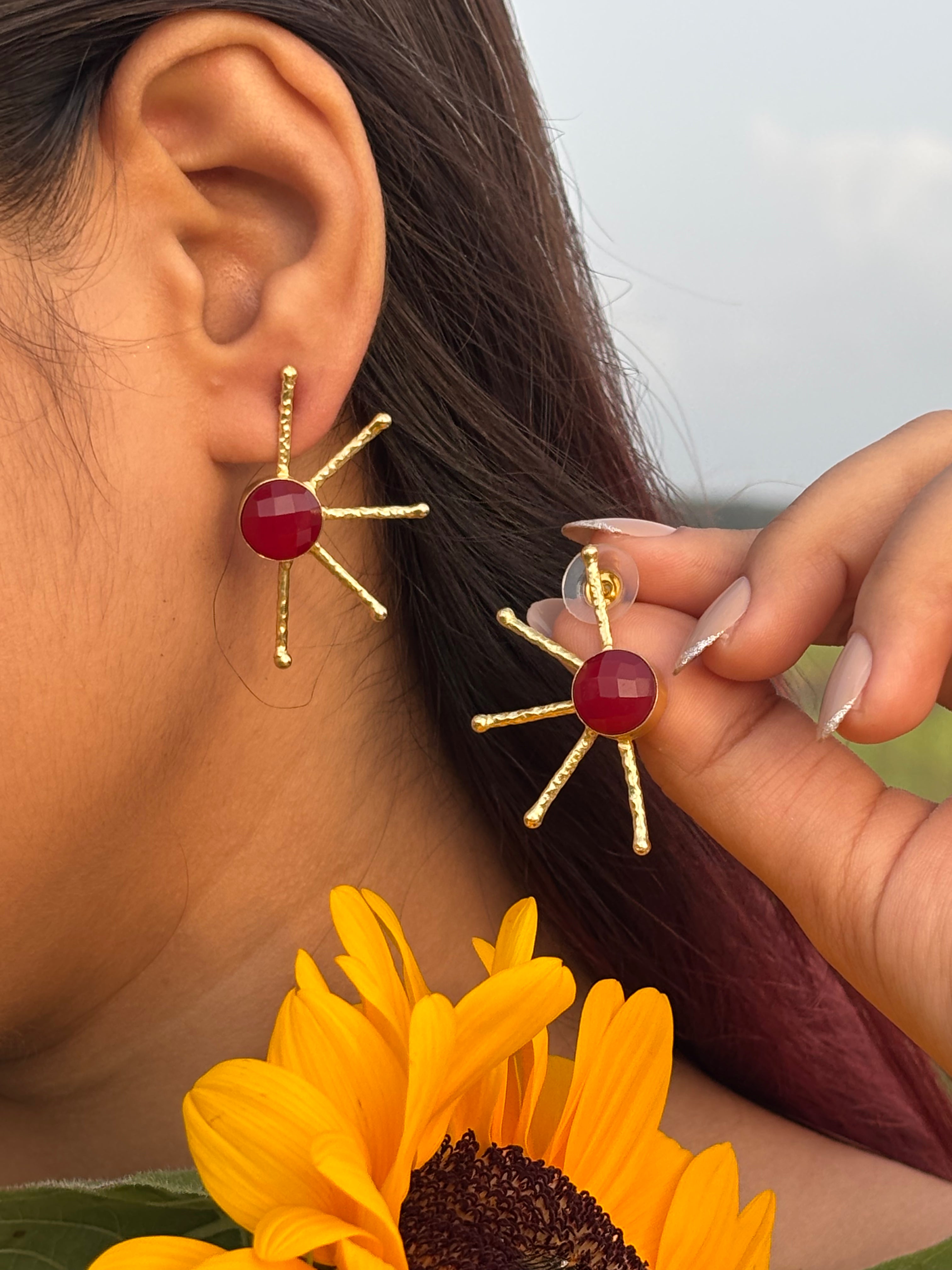Sunbeam Earrings - Rani Pink