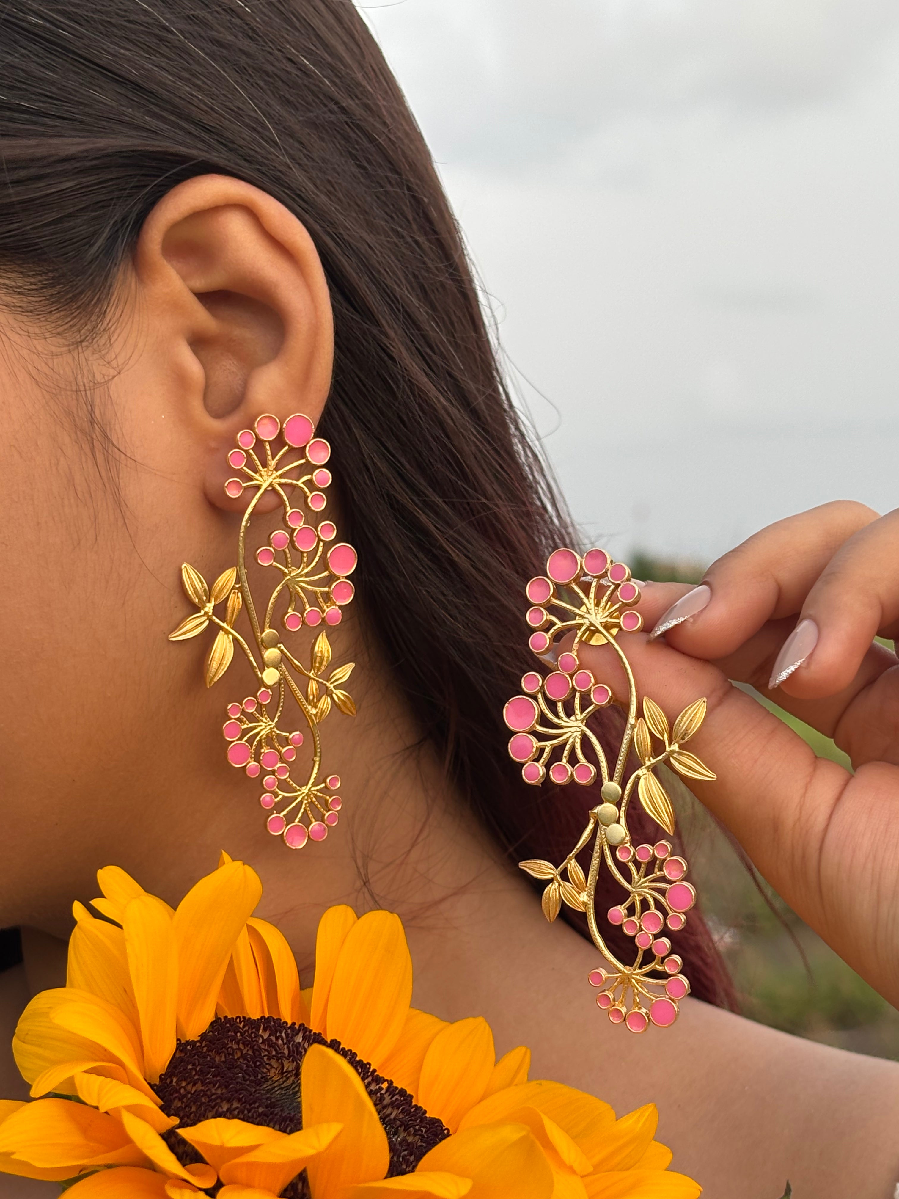 Gypsy Statement Earrings - Pink
