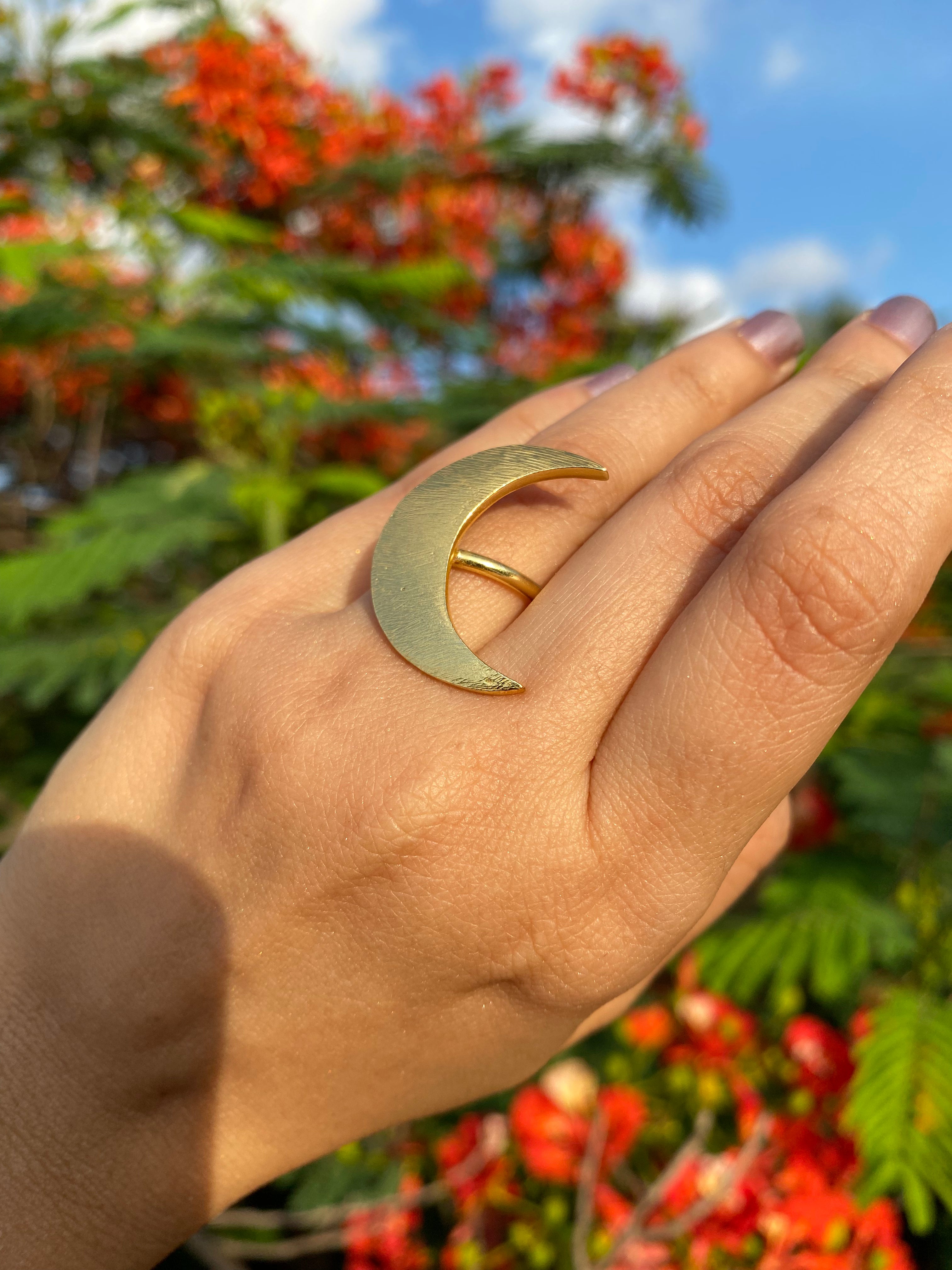 Crescent Moon Adjustable Ring