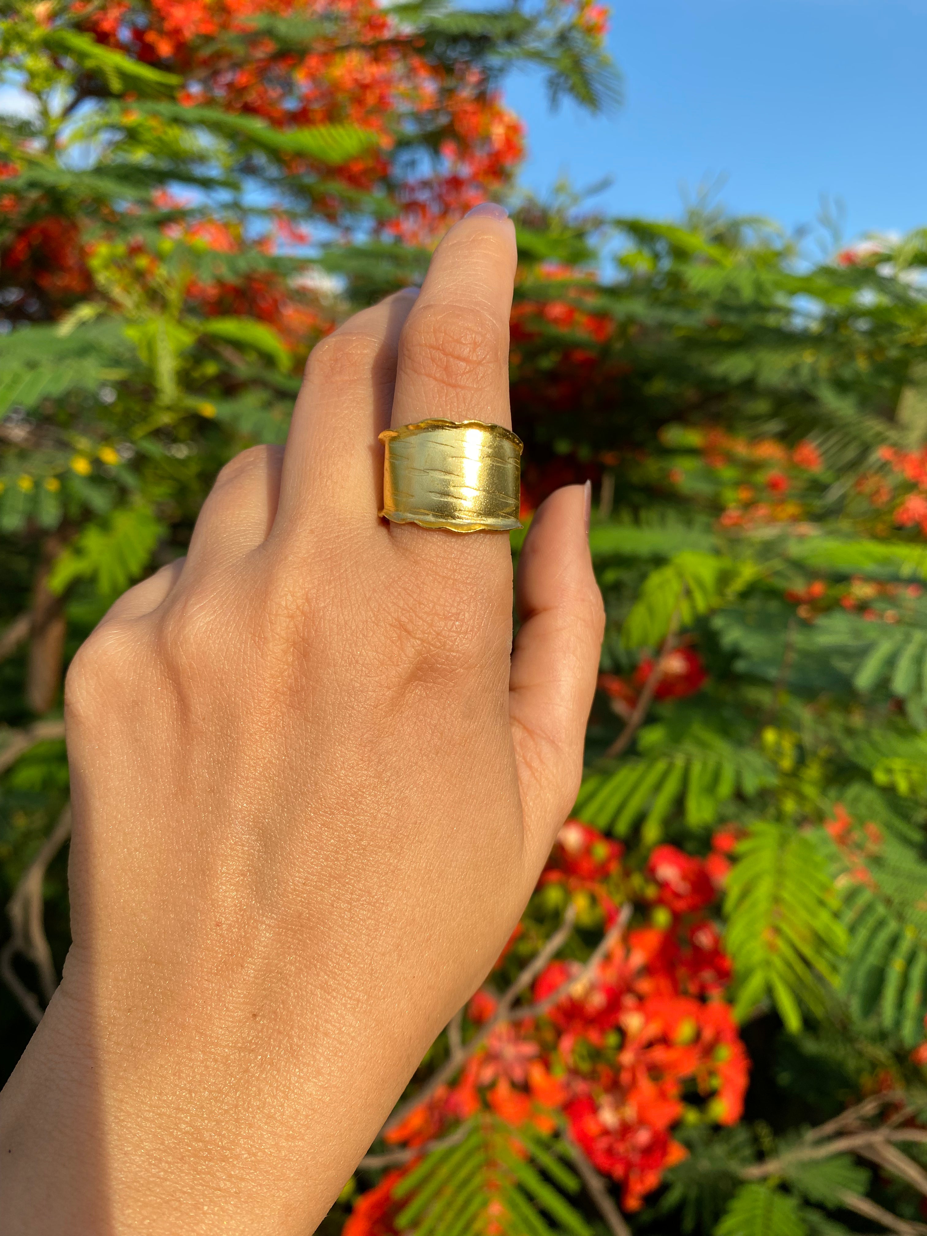 Golden Cuff Adjustable Ring