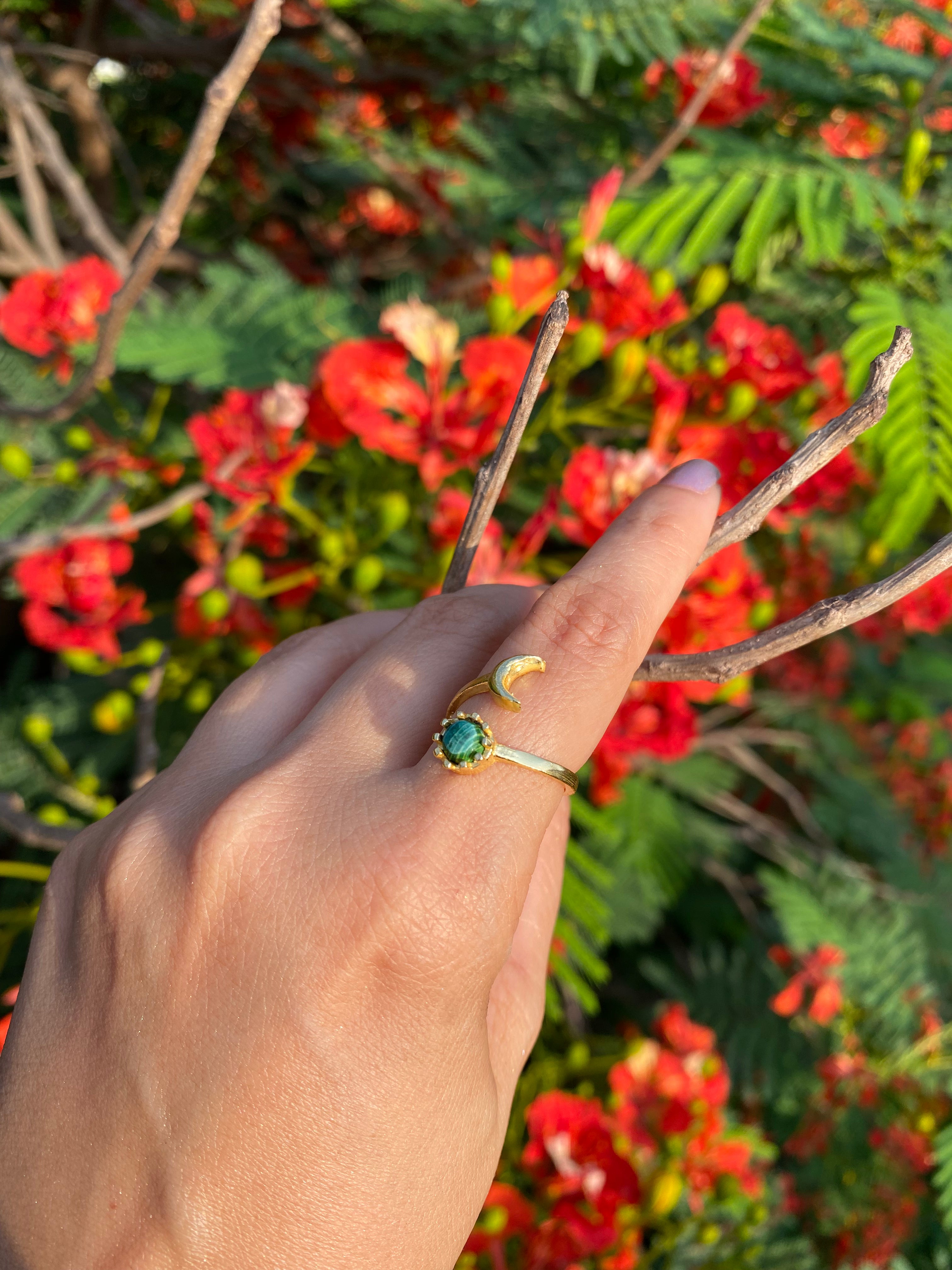 Luna Bloom Adjustable Ring - Turquoise