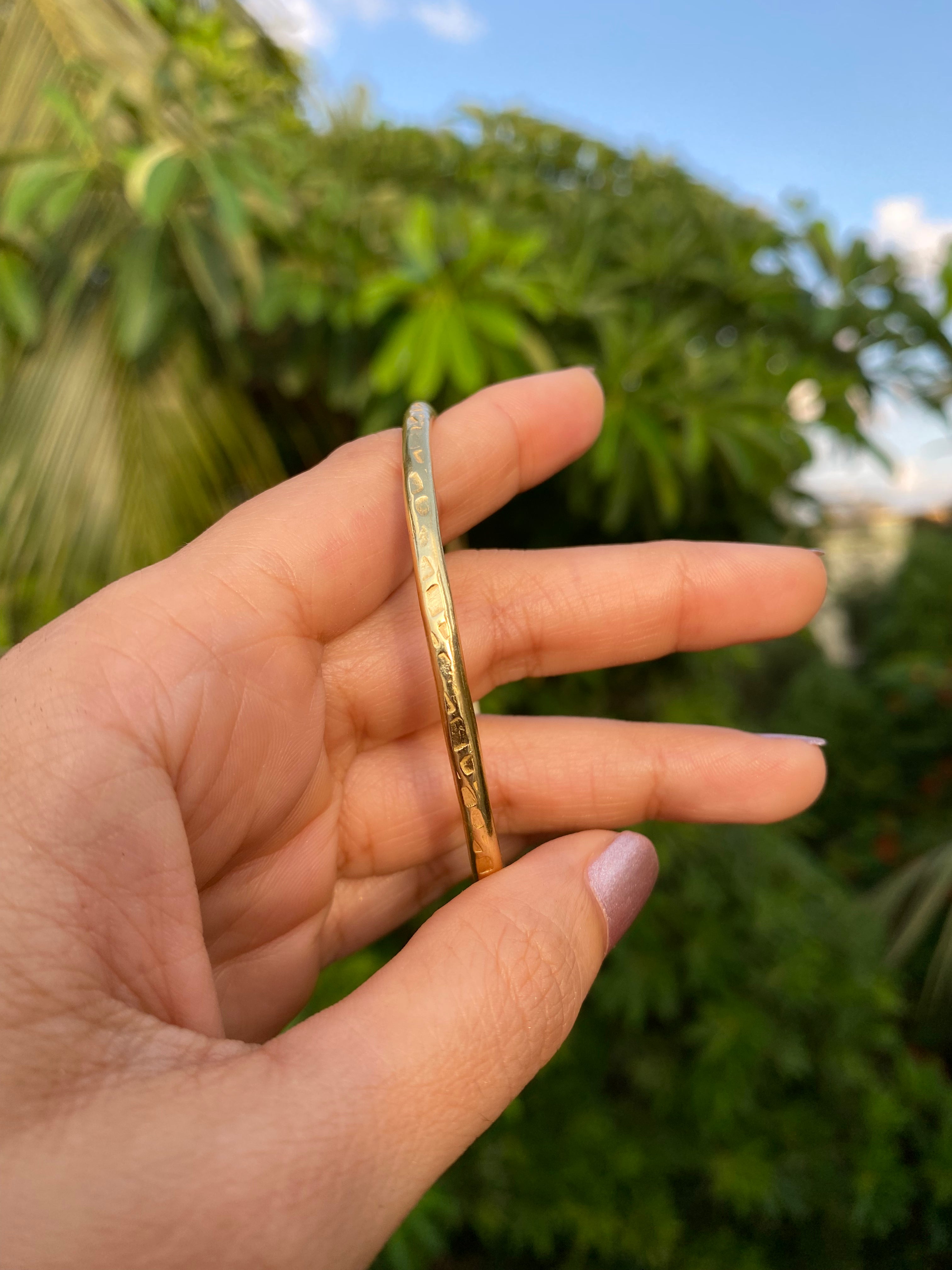 Slim Hammered Open Bangle