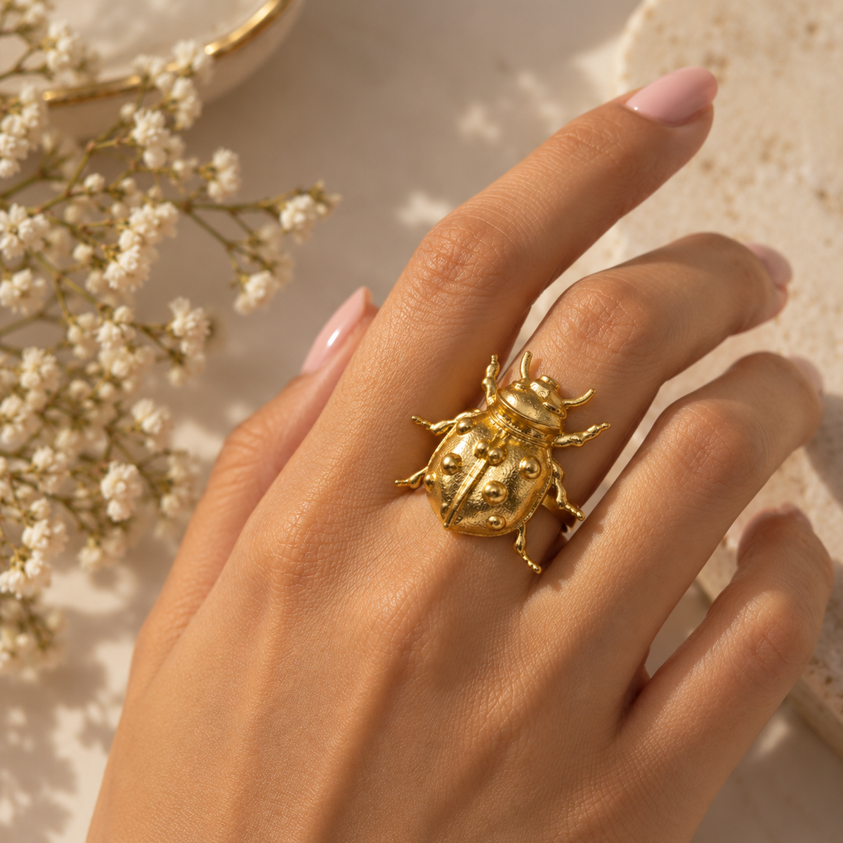 The Golden Beetle Adjustable Ring