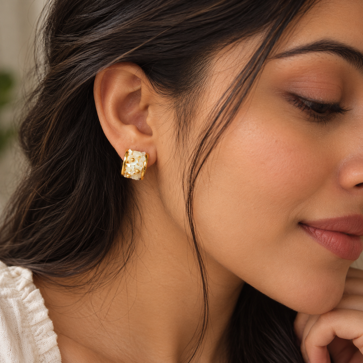 Ivory Mosaic Earrings