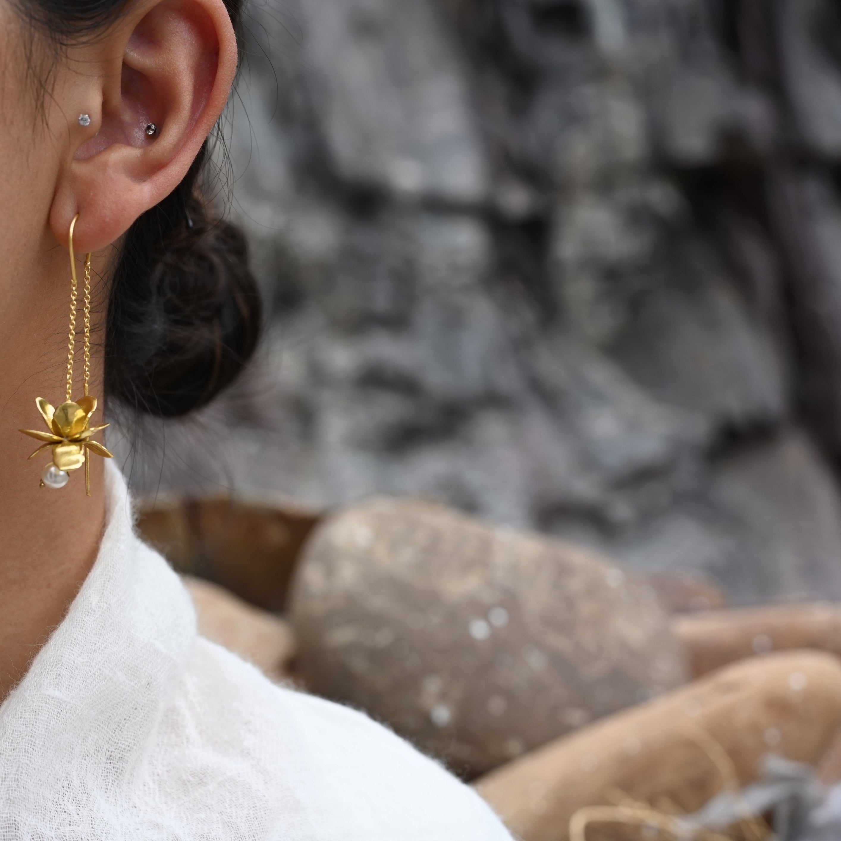 Mogra Blossom Sui Dhaga Earrings