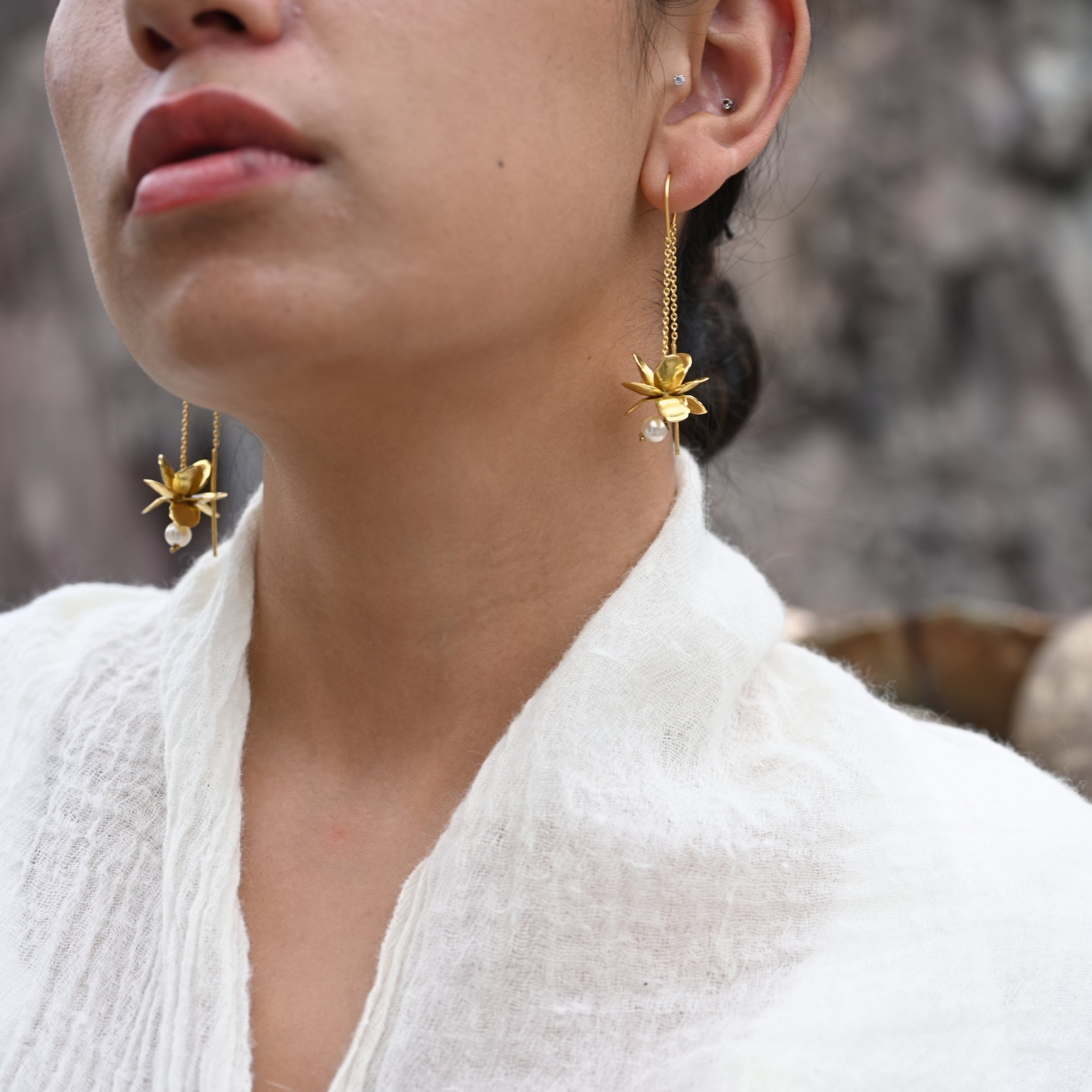 Mogra Blossom Sui Dhaga Earrings