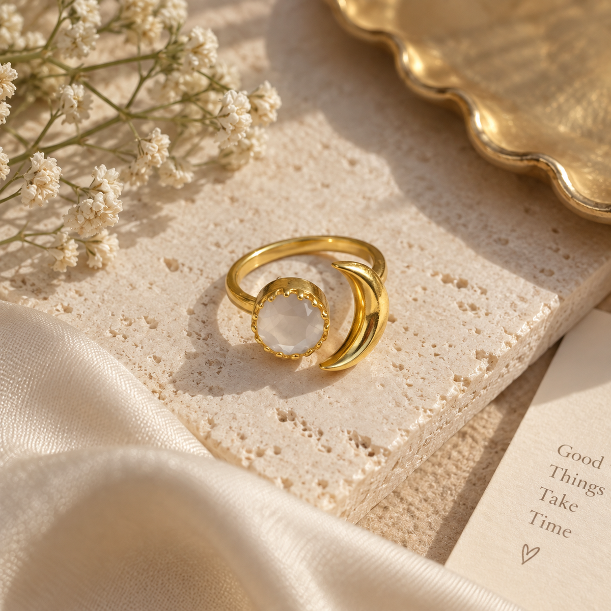Soluna Adjustable Ring - White