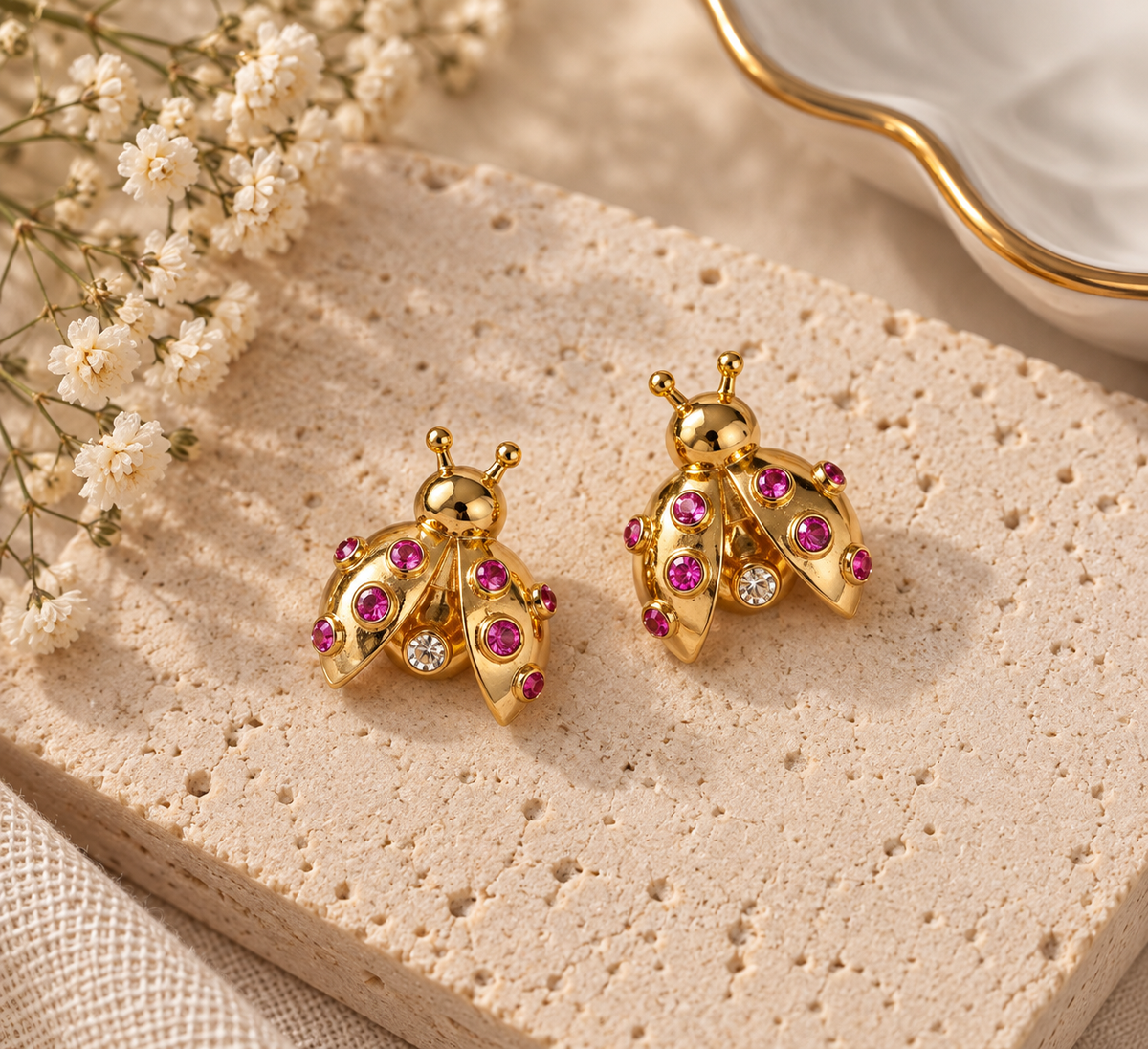 Ruby Beetle Earrings