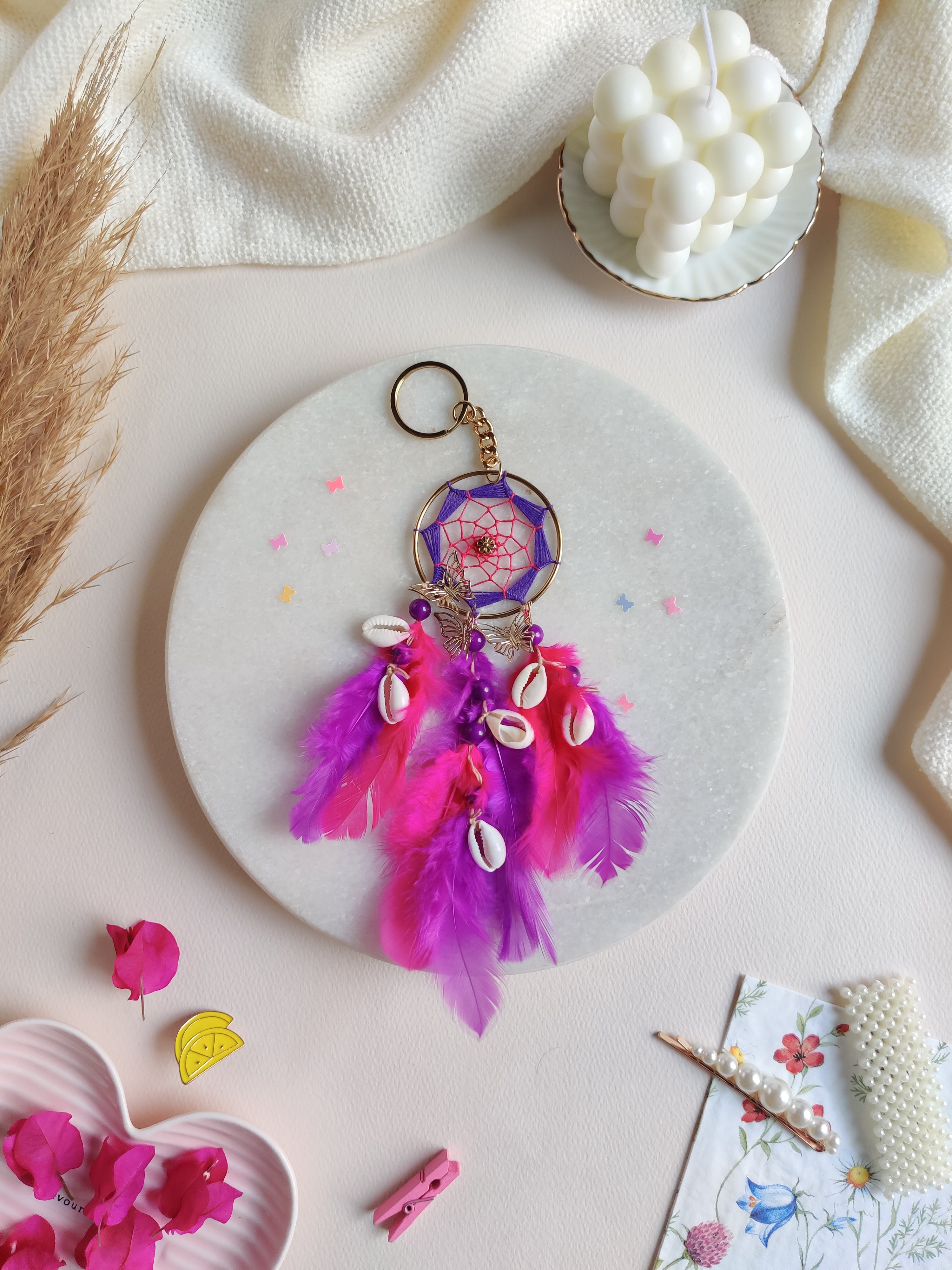 Pink & Purple Dreamcatcher Keychain